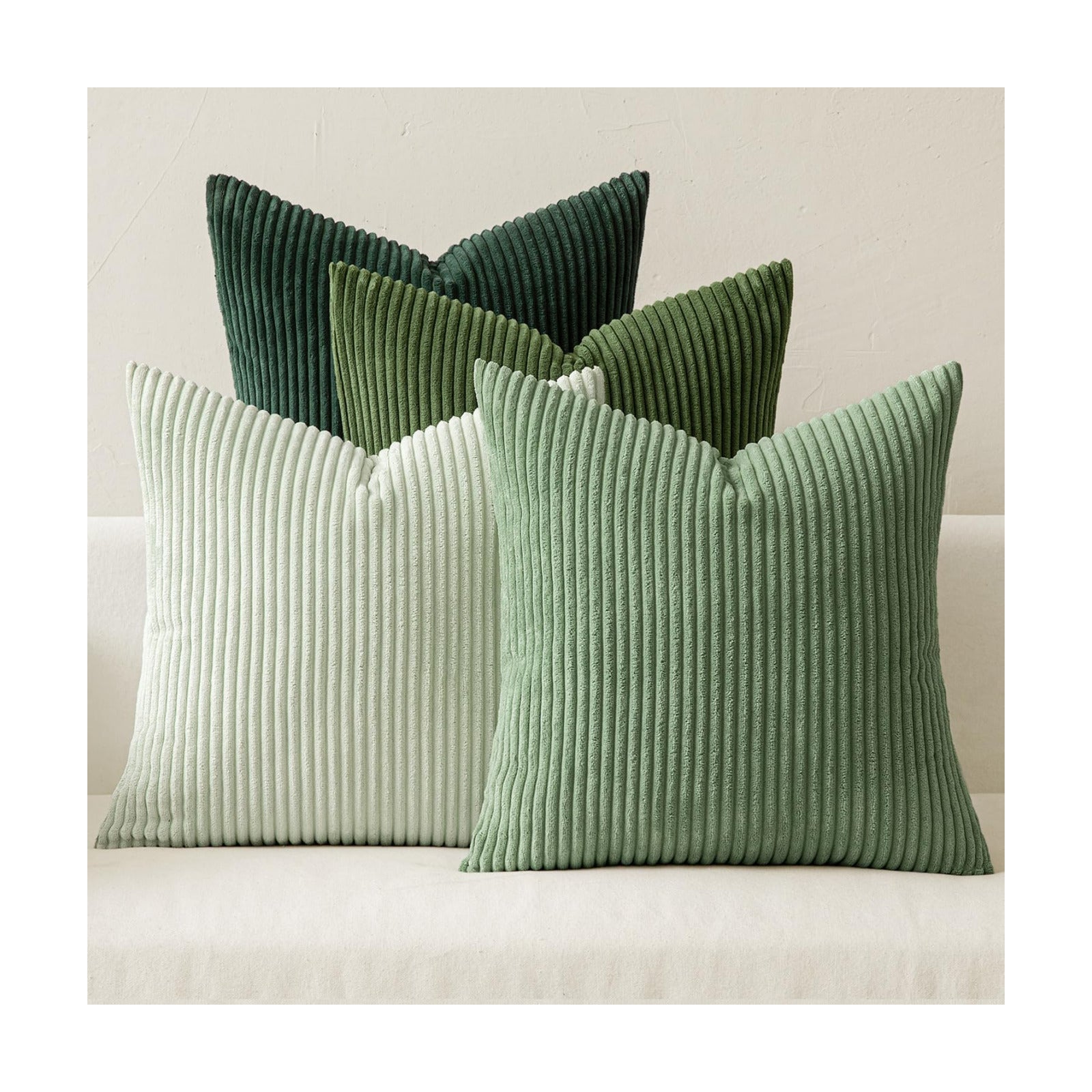 MIULEE Soft Corduroy Decorative Throw Pillow Covers Forest Green 16x16