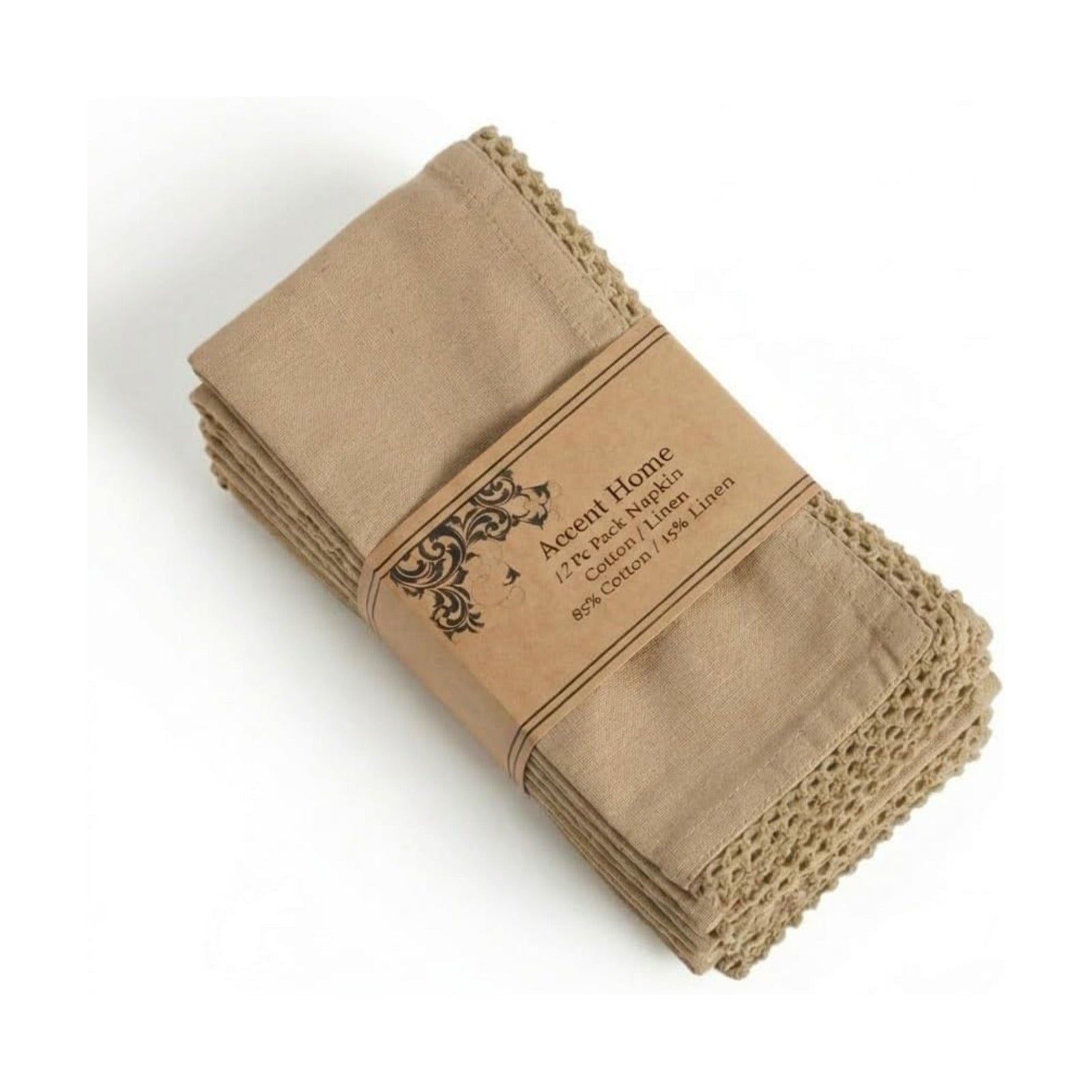 ACCENTHOME Brown Cloth Napkins Set of 12 18x18 inch Cotton Dinner Napkins - Washable Soft Premium Hotel Quality