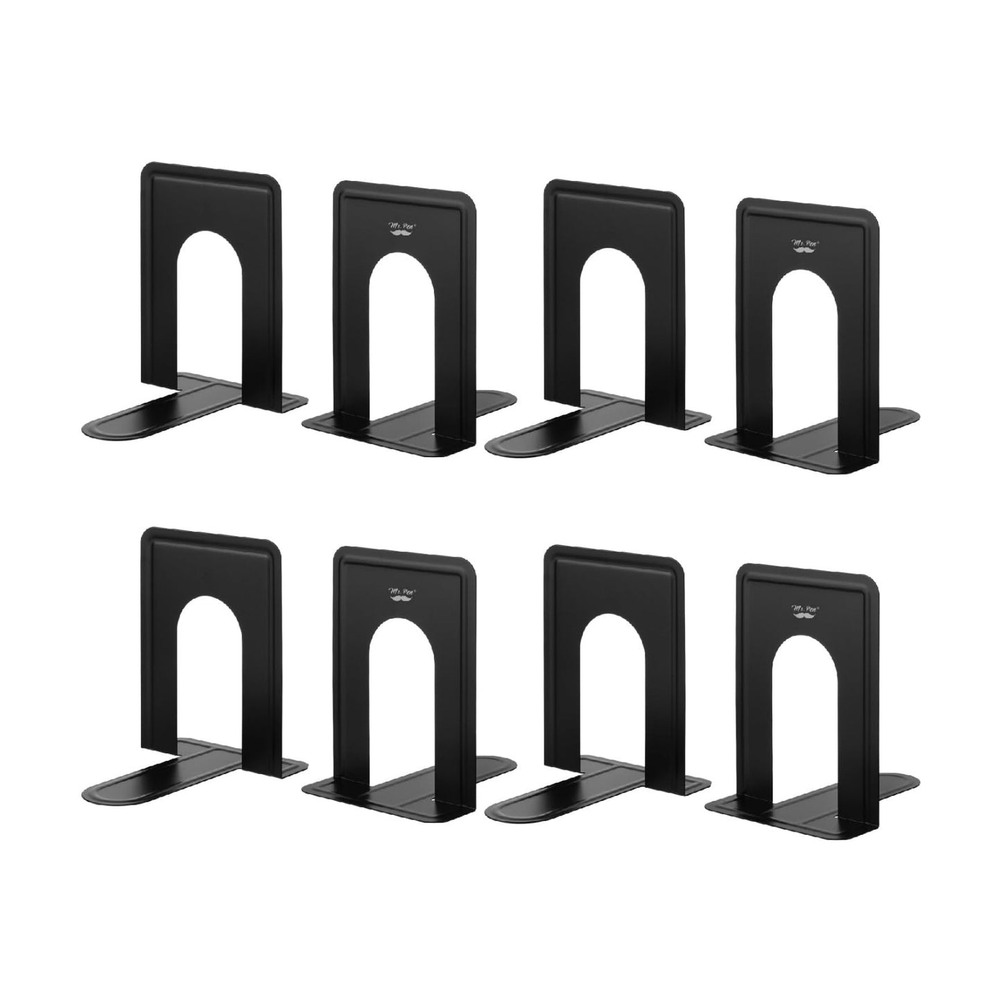 Metal Bookends / Heavy Duty Metal Bookends / Black / Set of 8