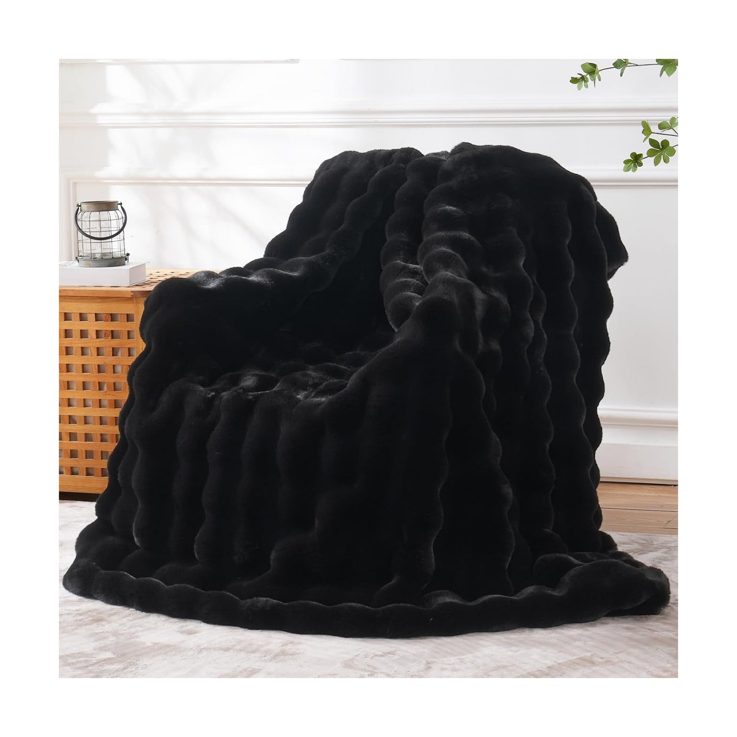 BENVWE Faux Fur Throw Blanket for Couch Bed - Fluffy Soft Thick Bubble Blanket for Living Room Home Decor - Fathers Day