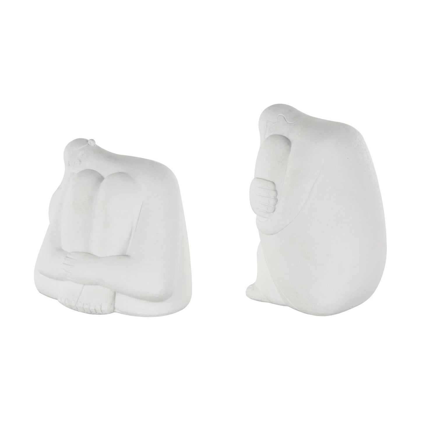 Resin People Decorative Sculpture Abstract Home Decor Statues / White / 8", 7"H / Set of 2