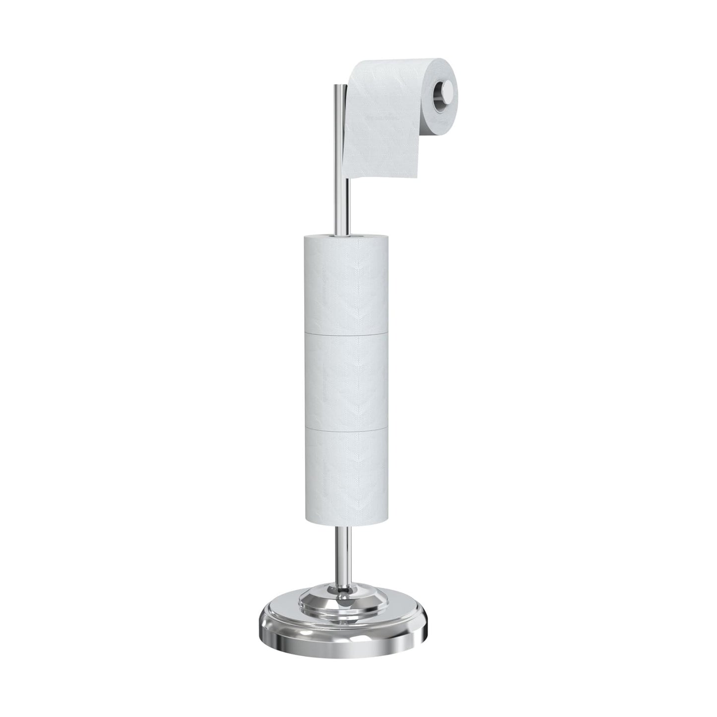 Polish Chrome Toilet Paper Holder Stand with Storage, 4 Extra Rolls | 304 Stainless Steel, Stable Weighted