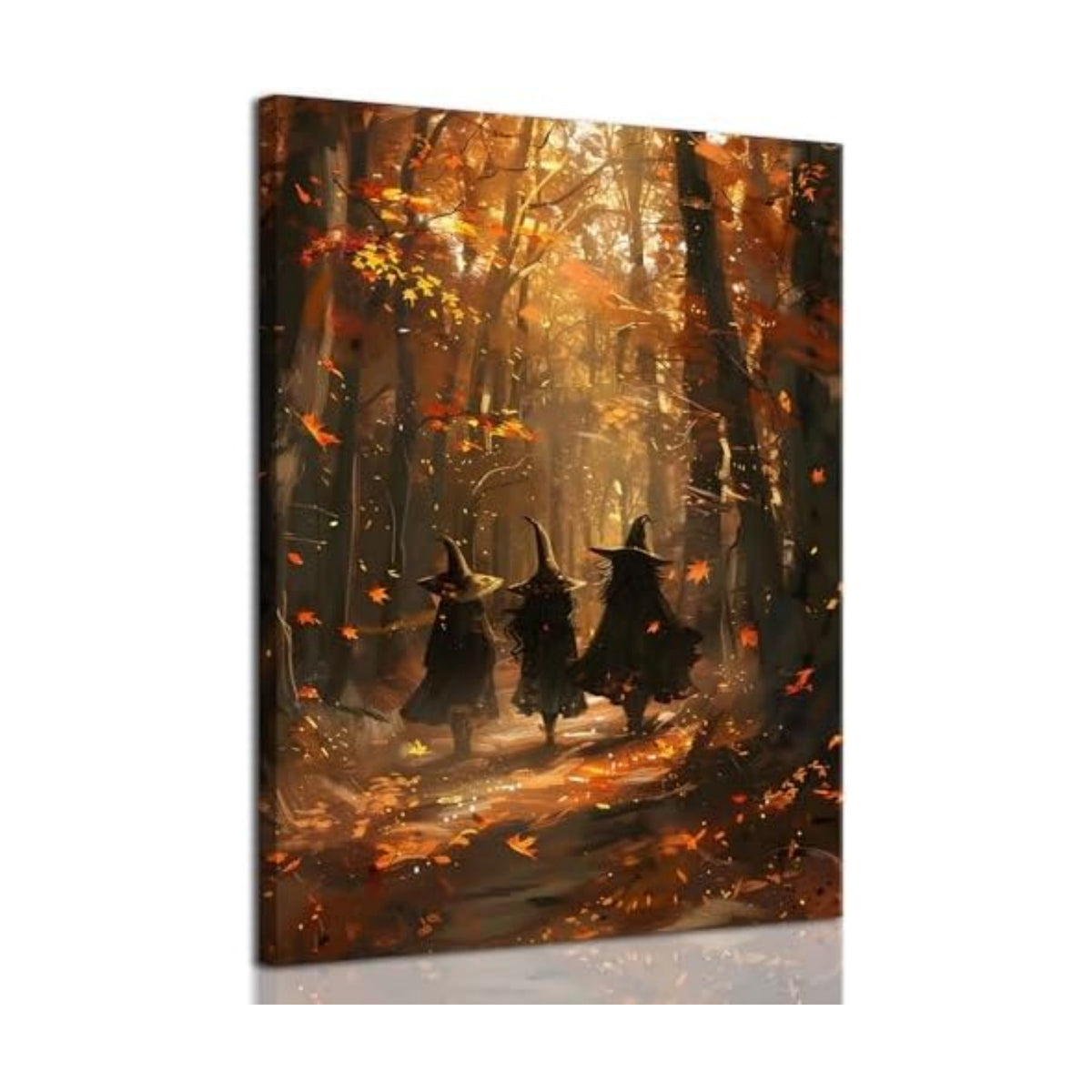 ILLBDR Halloween Witch in Autumn Forest Canvas Wall Art 16x24 inch