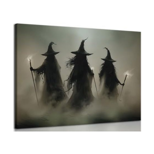 ILLBDR Halloween Three Wizards Canvas Wall Art 12x16 inch