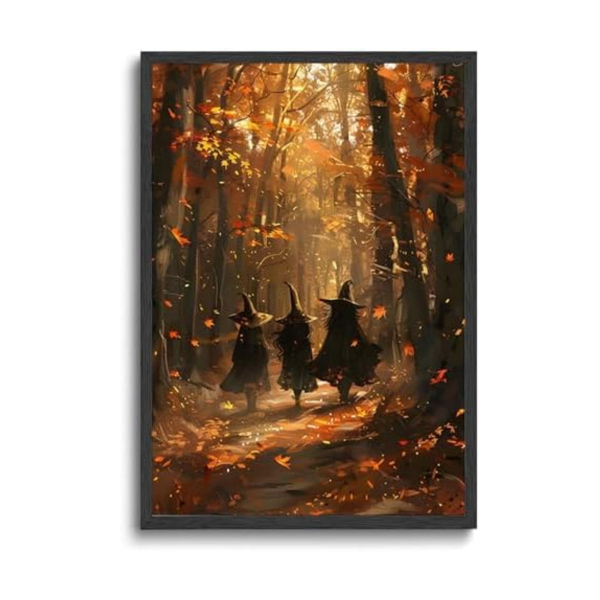ILLBDR Halloween Witch in Autumn Forest Canvas Wall Art Poster 16x24 inch