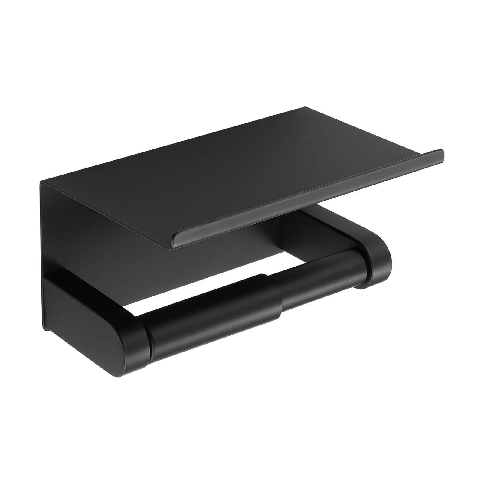 Alise Black Toilet Paper Holder with Shelf Wall Mount Adhesive or Drilling | SUS304 Stainless Steel Toilet Paper Roll