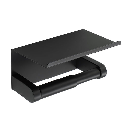 Alise Black Toilet Paper Holder with Shelf Wall Mount Adhesive or Drilling | SUS304 Stainless Steel Toilet Paper Roll