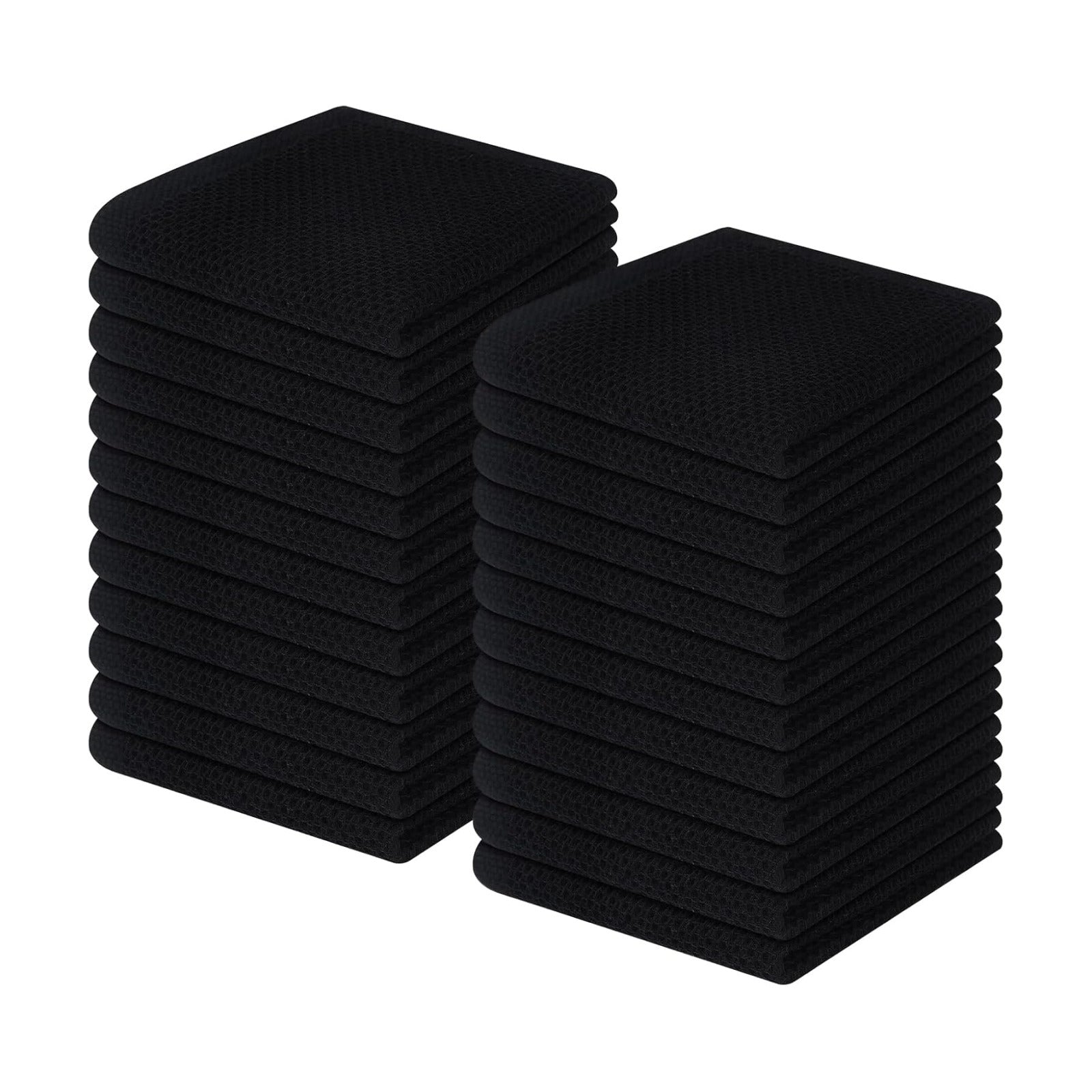 Homaxy 100% Cotton Waffle Weave Kitchen Dish Cloths 24-Pack, Black | 12 x 12 Inches, Ultra Soft Absorbent Dish Towels