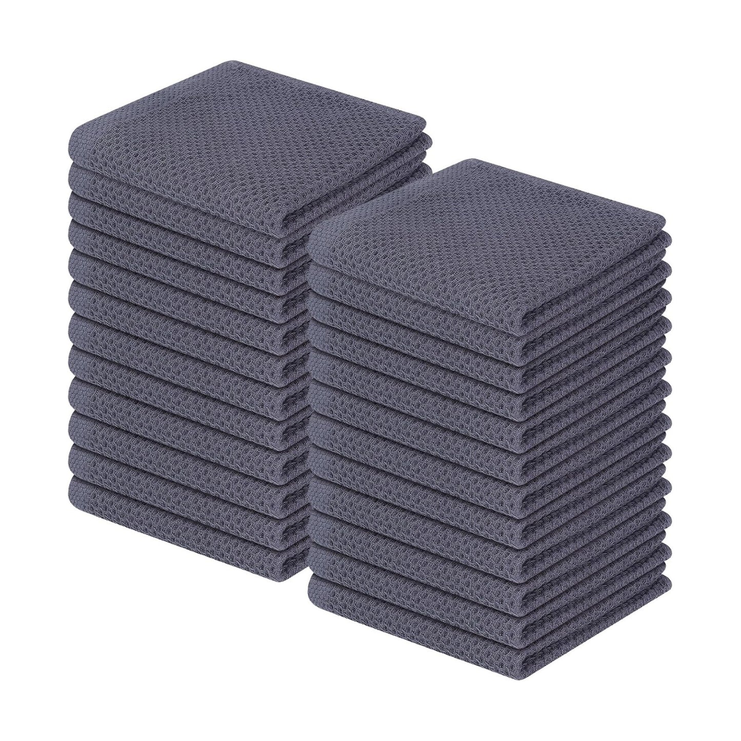 Homaxy 100% Cotton Waffle Weave Kitchen Dish Cloths 24-Pack, Dark Grey | 12 x 12 Inches, Ultra Soft Absorbent Dish