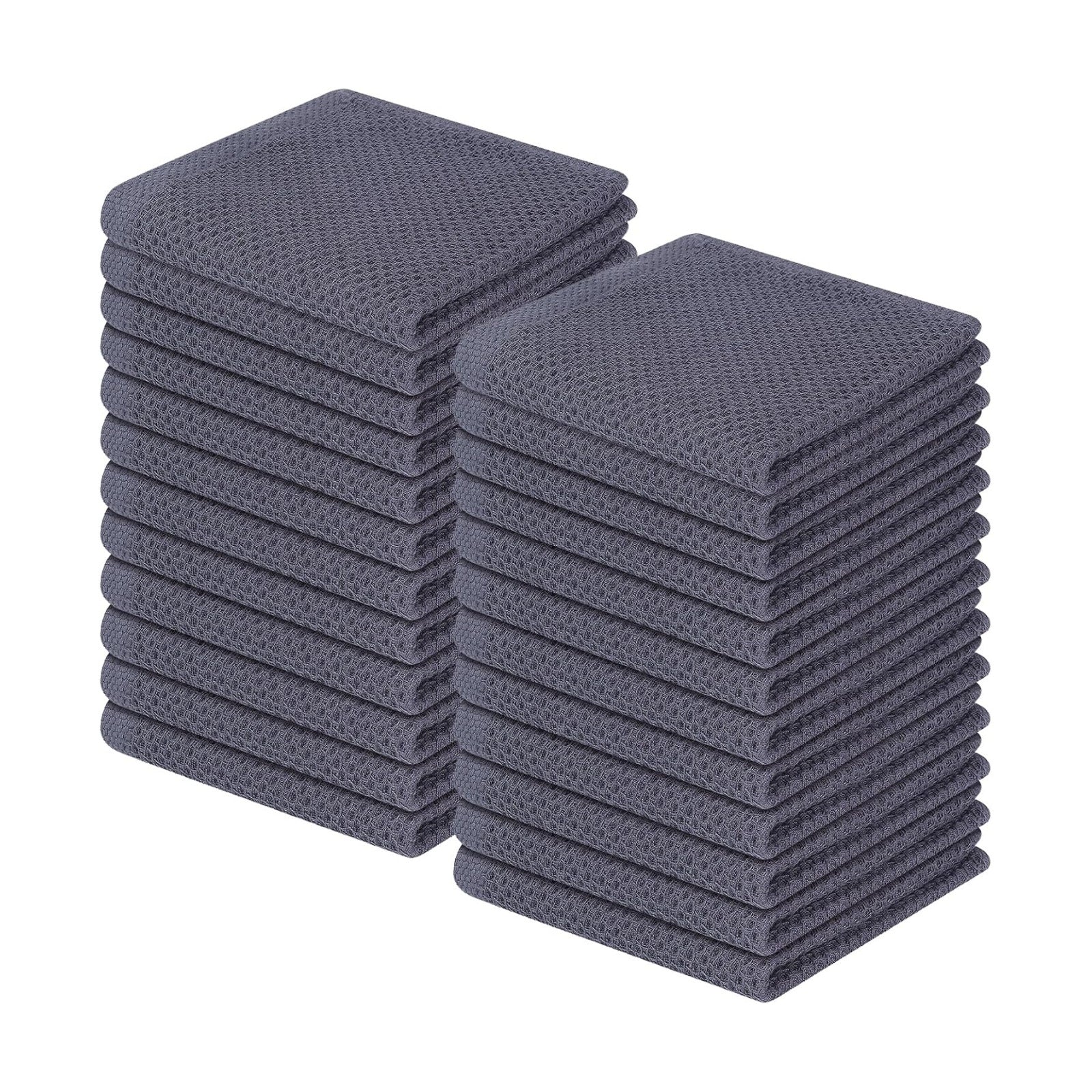 Homaxy 100% Cotton Waffle Weave Kitchen Dish Cloths 24-Pack, Dark Grey | 12 x 12 Inches, Ultra Soft Absorbent Dish