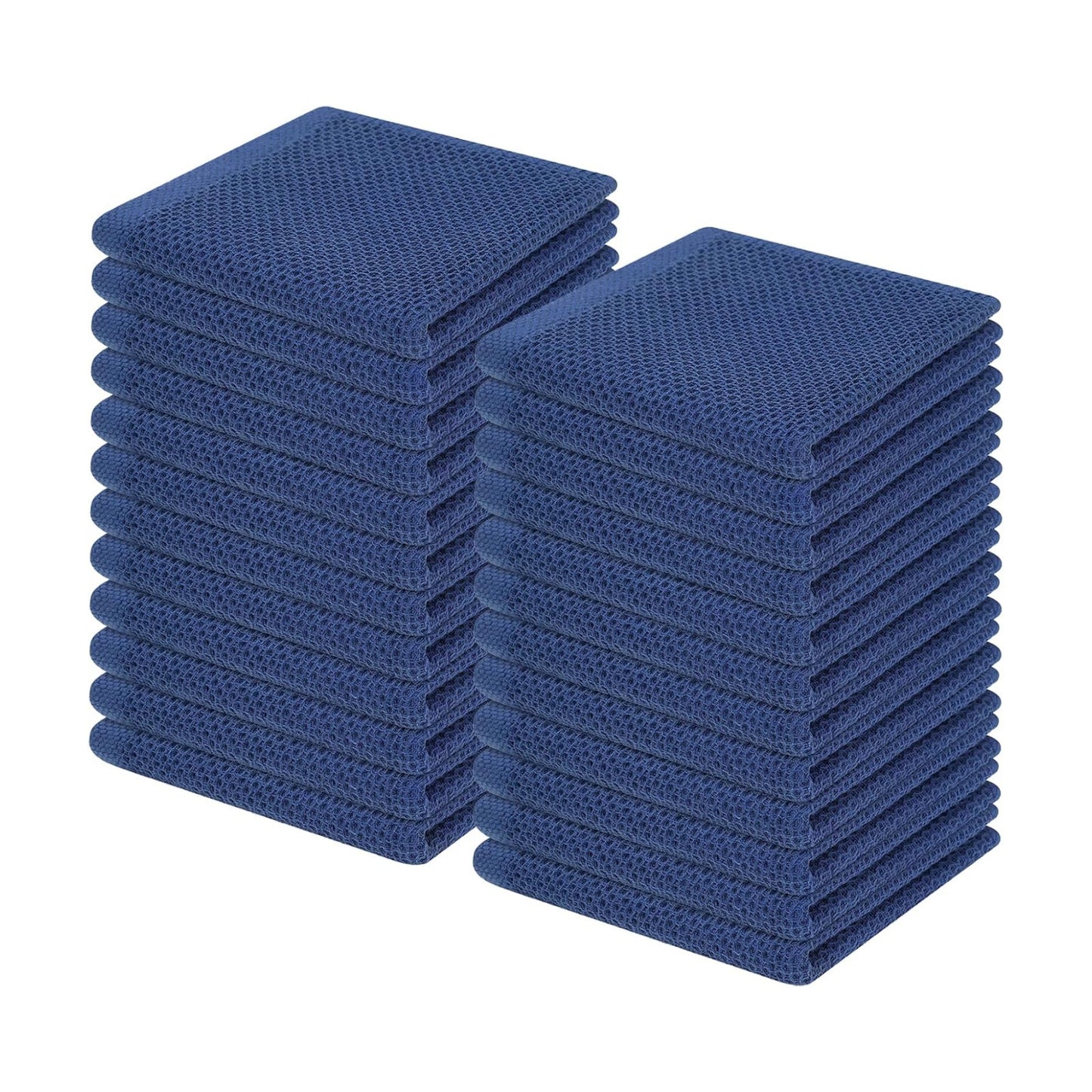 Homaxy 100% Cotton Waffle Weave Kitchen Dish Cloths 24-Pack, Navy Blue | 12 x 12 Inches, Ultra Soft Absorbent Dish