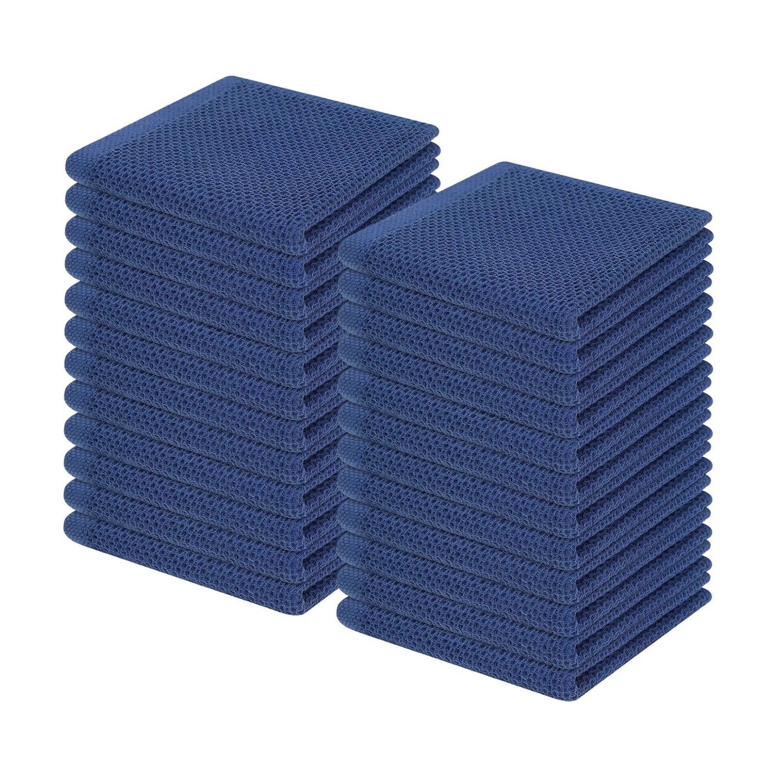 Homaxy 100% Cotton Waffle Weave Kitchen Dish Cloths 24-Pack, Navy Blue | 12 x 12 Inches, Ultra Soft Absorbent Dish