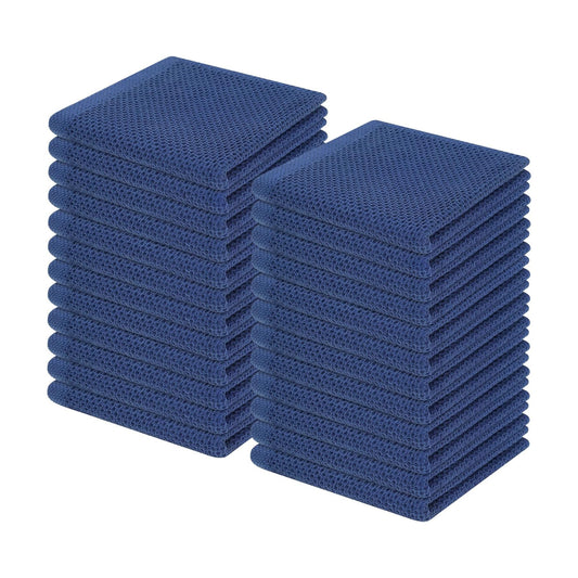 Homaxy 100% Cotton Waffle Weave Kitchen Dish Cloths 24-Pack, Navy Blue | 12 x 12 Inches, Ultra Soft Absorbent Dish