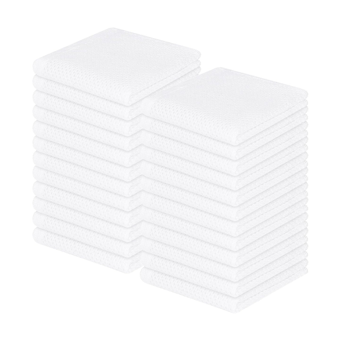 Homaxy 100% Cotton Waffle Weave Kitchen Dish Cloths 24-Pack, White | 12 x 12 Inches, Ultra Soft Absorbent Dish Towels