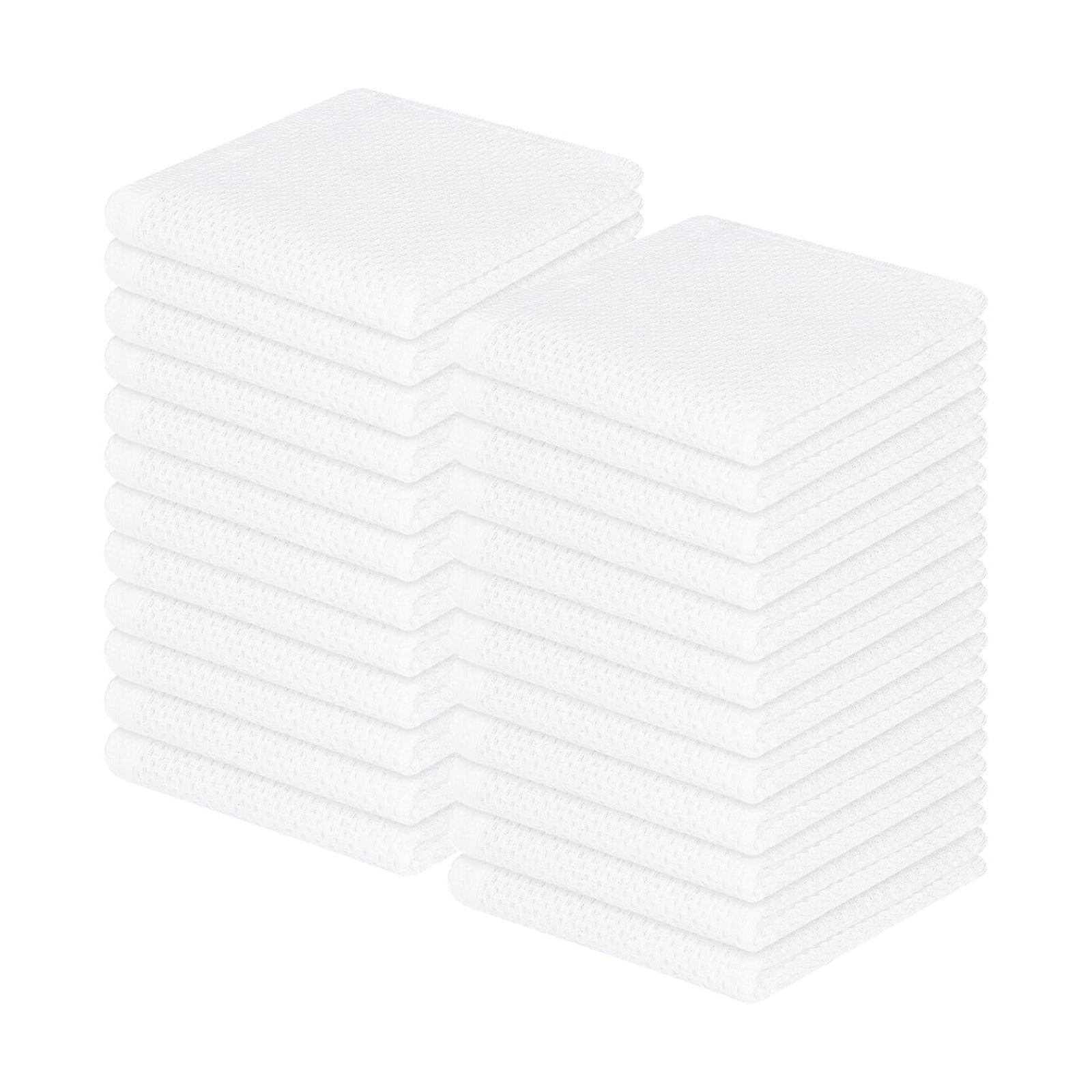 Homaxy 100% Cotton Waffle Weave Kitchen Dish Cloths 24-Pack, White | 12 x 12 Inches, Ultra Soft Absorbent Dish Towels