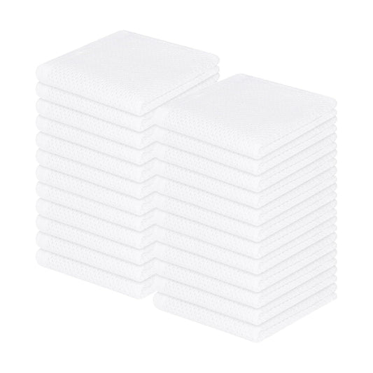 Homaxy 100% Cotton Waffle Weave Kitchen Dish Cloths 24-Pack, White | 12 x 12 Inches, Ultra Soft Absorbent Dish Towels
