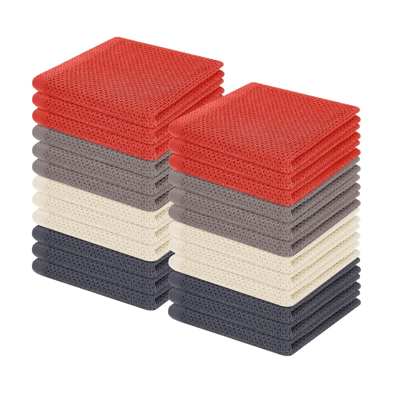 Homaxy 100% Cotton Waffle Weave Kitchen Dish Cloths 24-Pack, Multicolor | 12 x 12 Inches, Ultra Soft Absorbent Dish