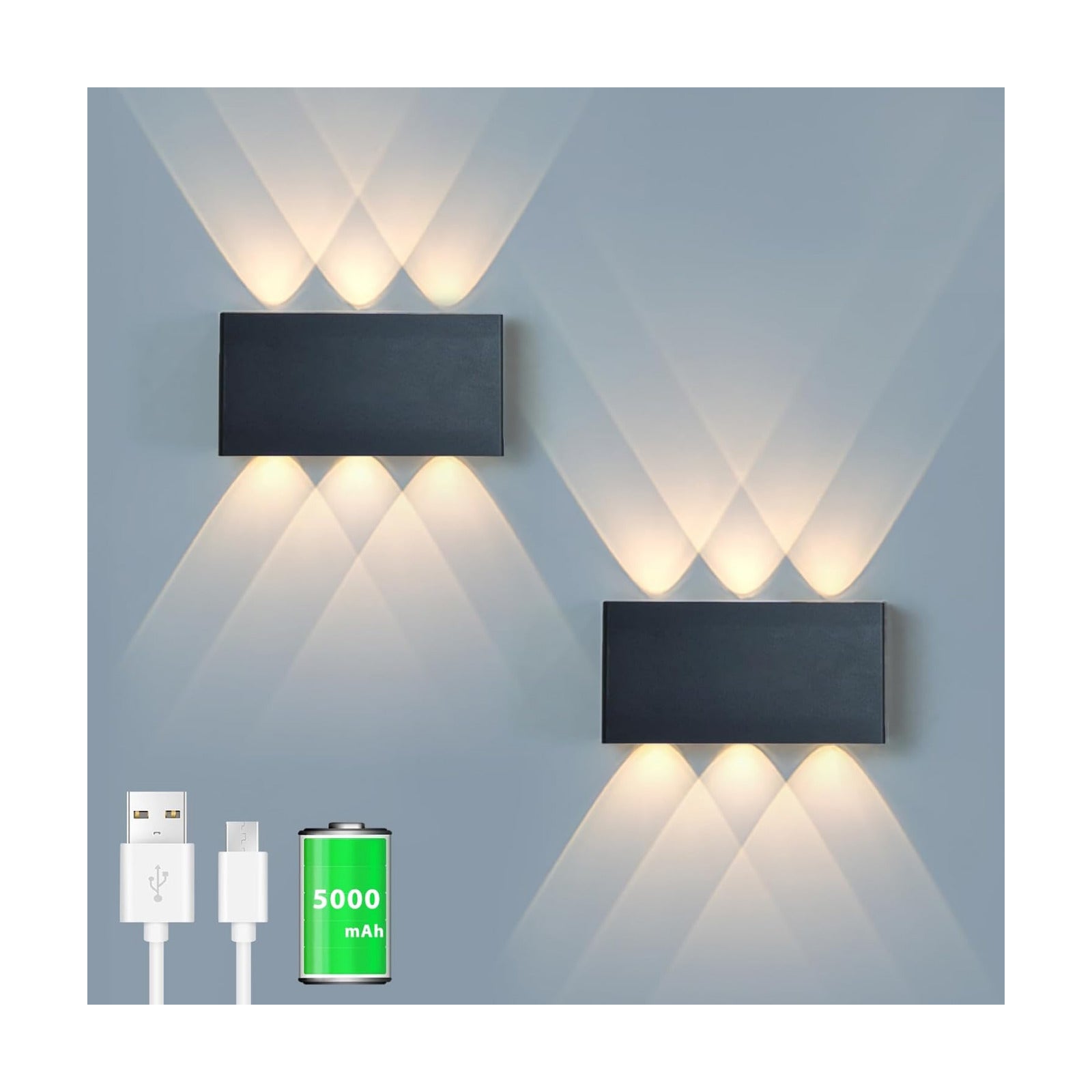 Shelprojsu 2 Pcs LED Magnetic Wall Sconce Lights,5000mAh Wireless Bedside Wall Light USB Rechargeable Reading Wall