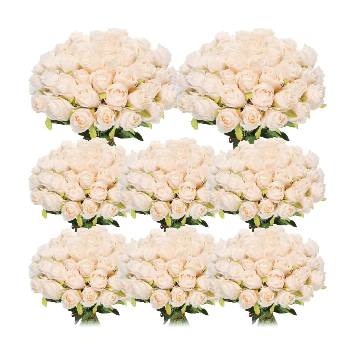 Hotop 80 Pcs Artificial Roses Flowers Bulk, Beige