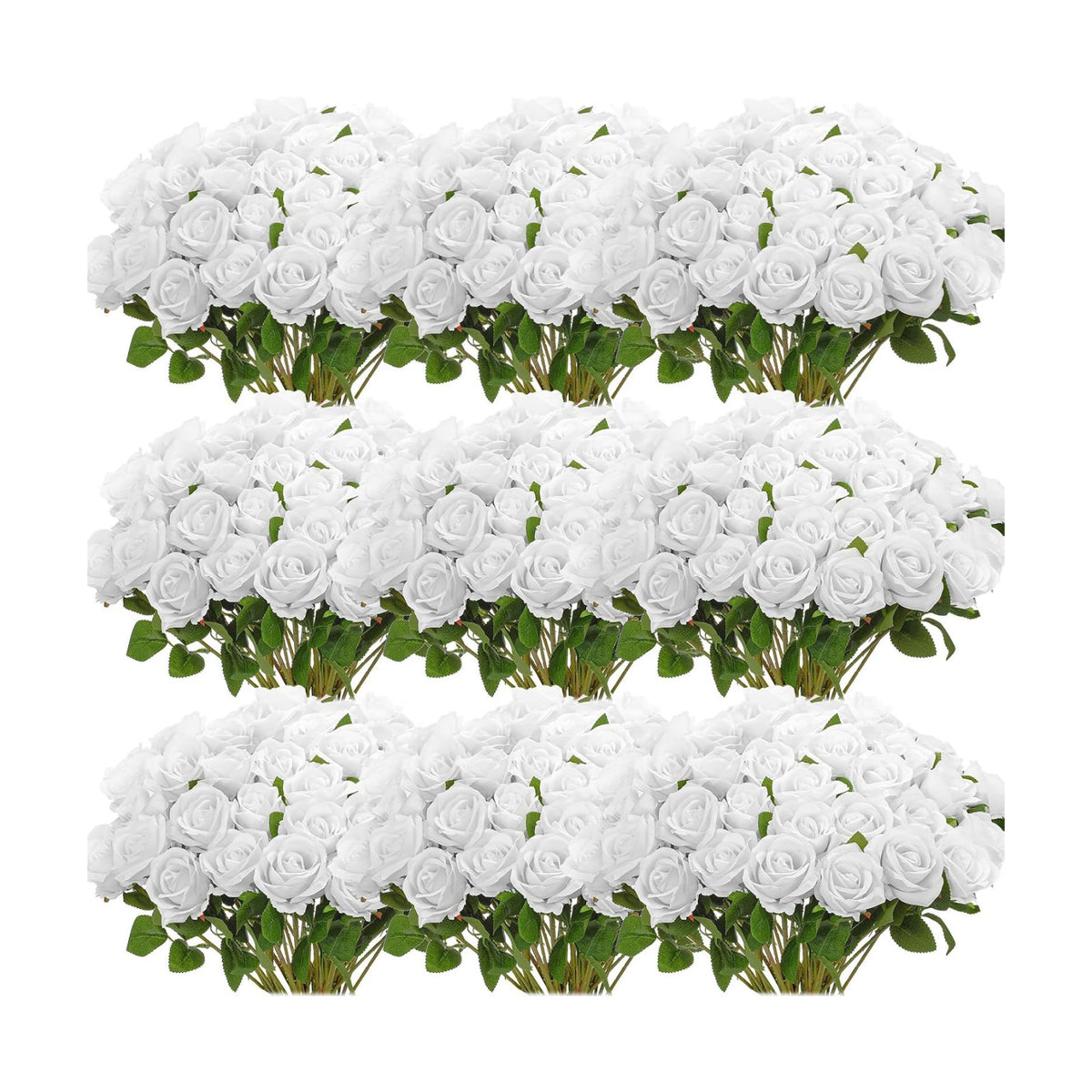 Jexine 100 Pcs Artificial Roses Flowers Bulk, Pure White