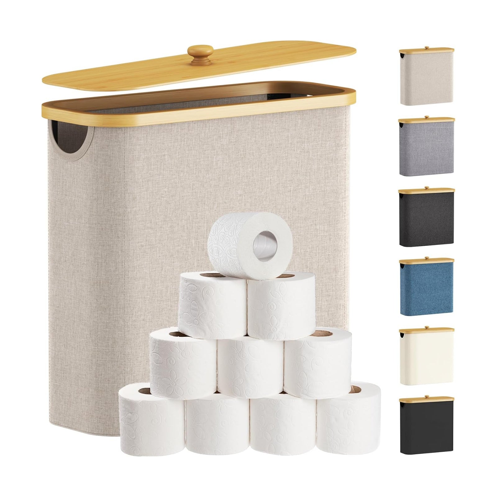 Lifewit Toilet Paper Storage Holder, Extra Large Stand Basket, 30L, Beige | 12 to 16 Rolls, Extra Large Paper Stand