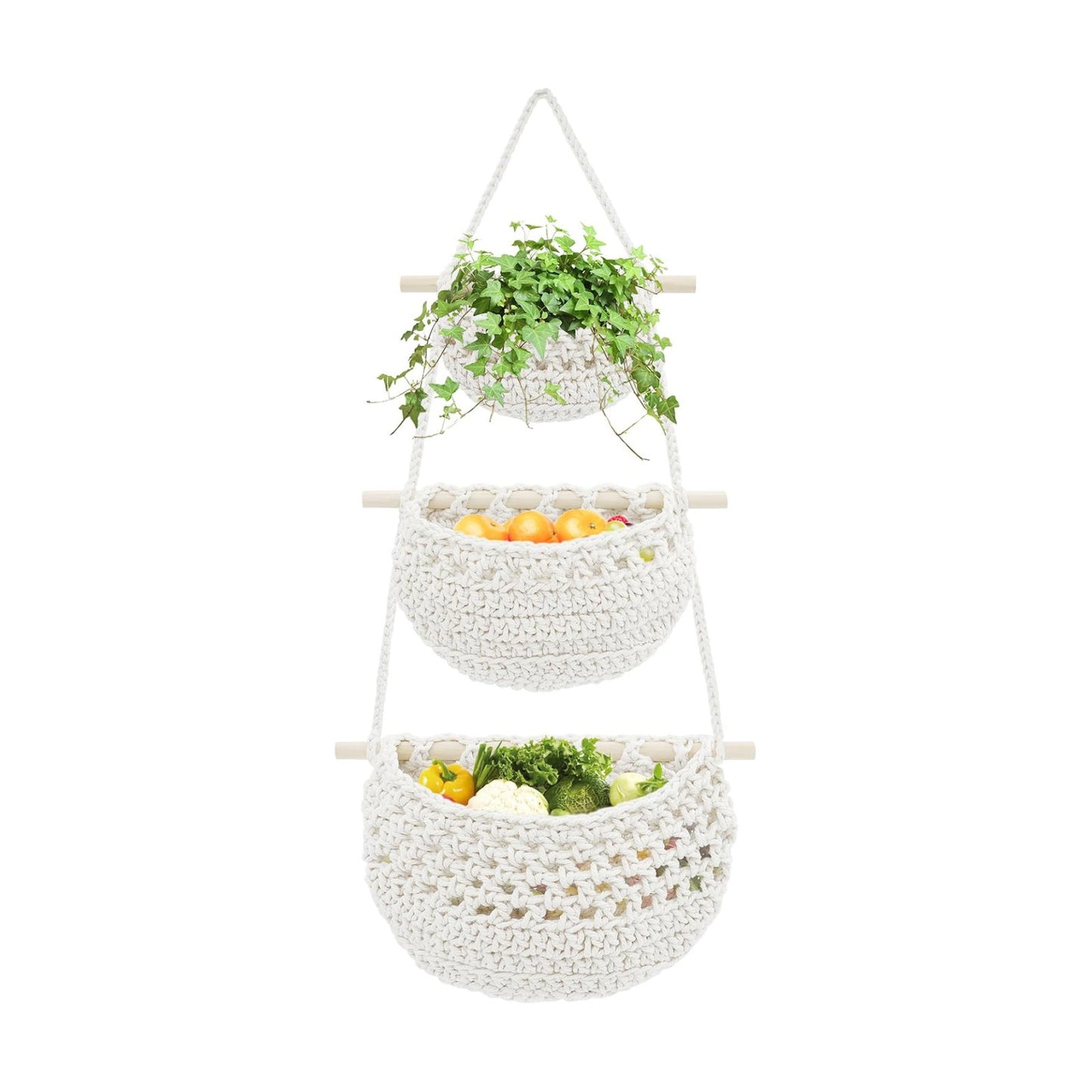 Boho Wall Baskets / White-cotton