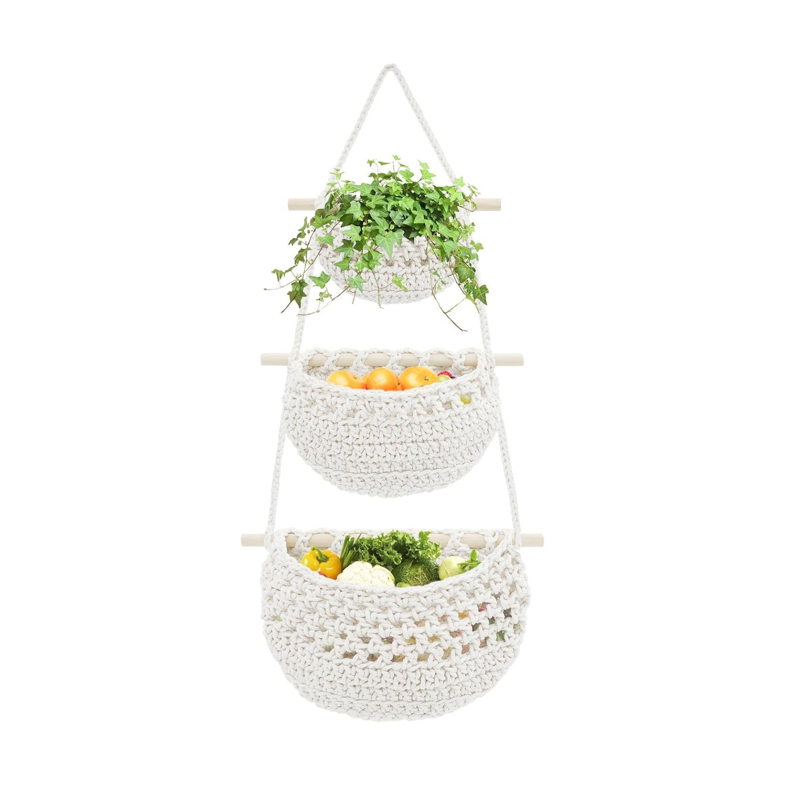 Boho Wall Baskets / White-cotton