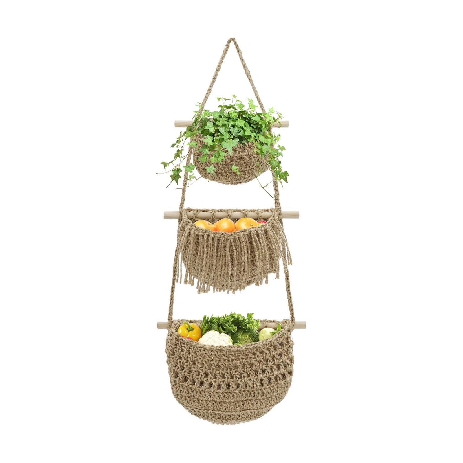 Boho Wall Baskets / Brown-jute
