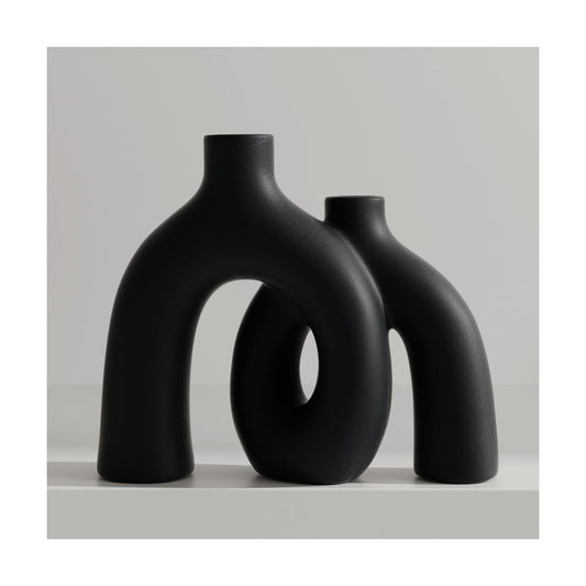 Modern Nordic Minimalist Decorative Vase / Matte Black