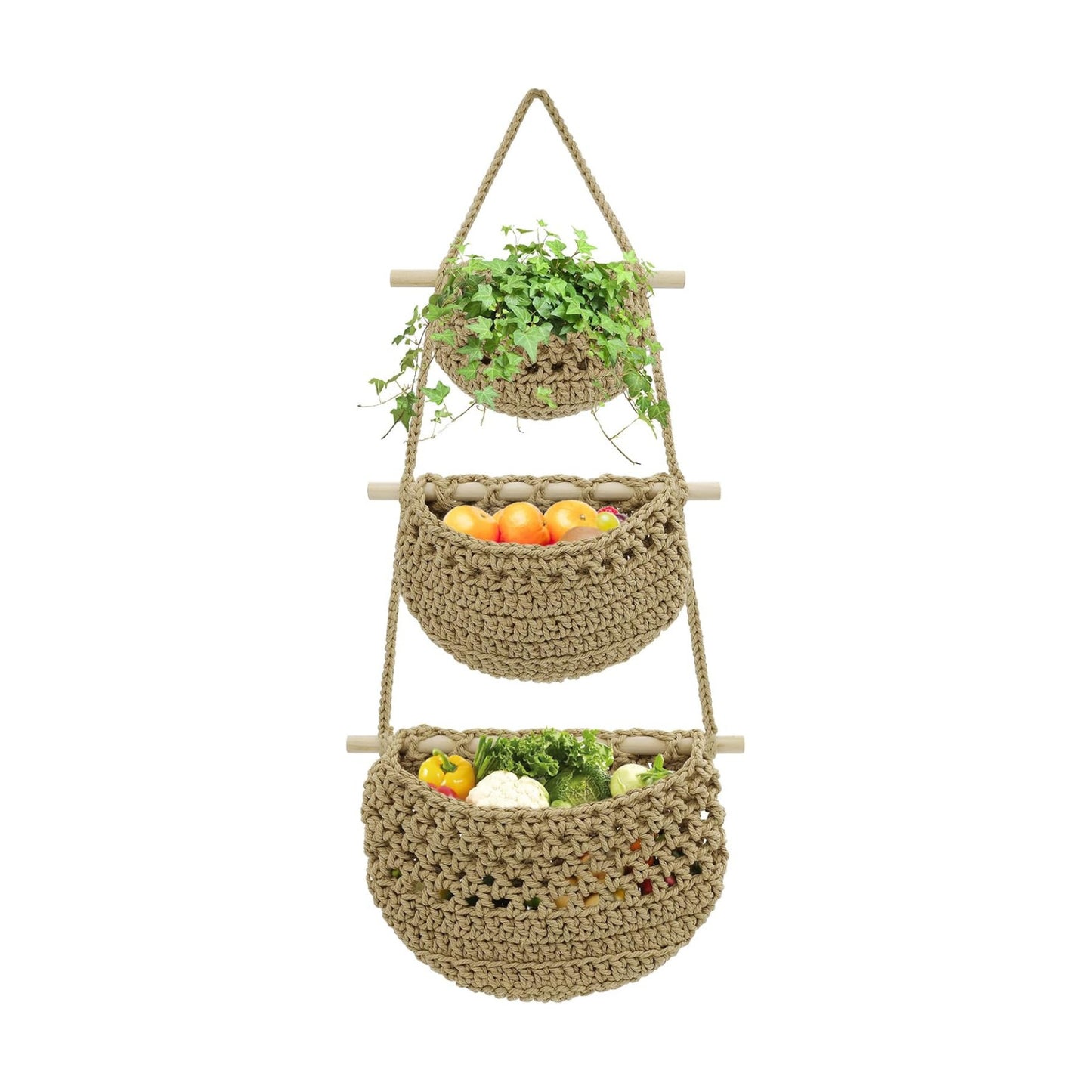 Boho Wall Baskets / Brown-cotton