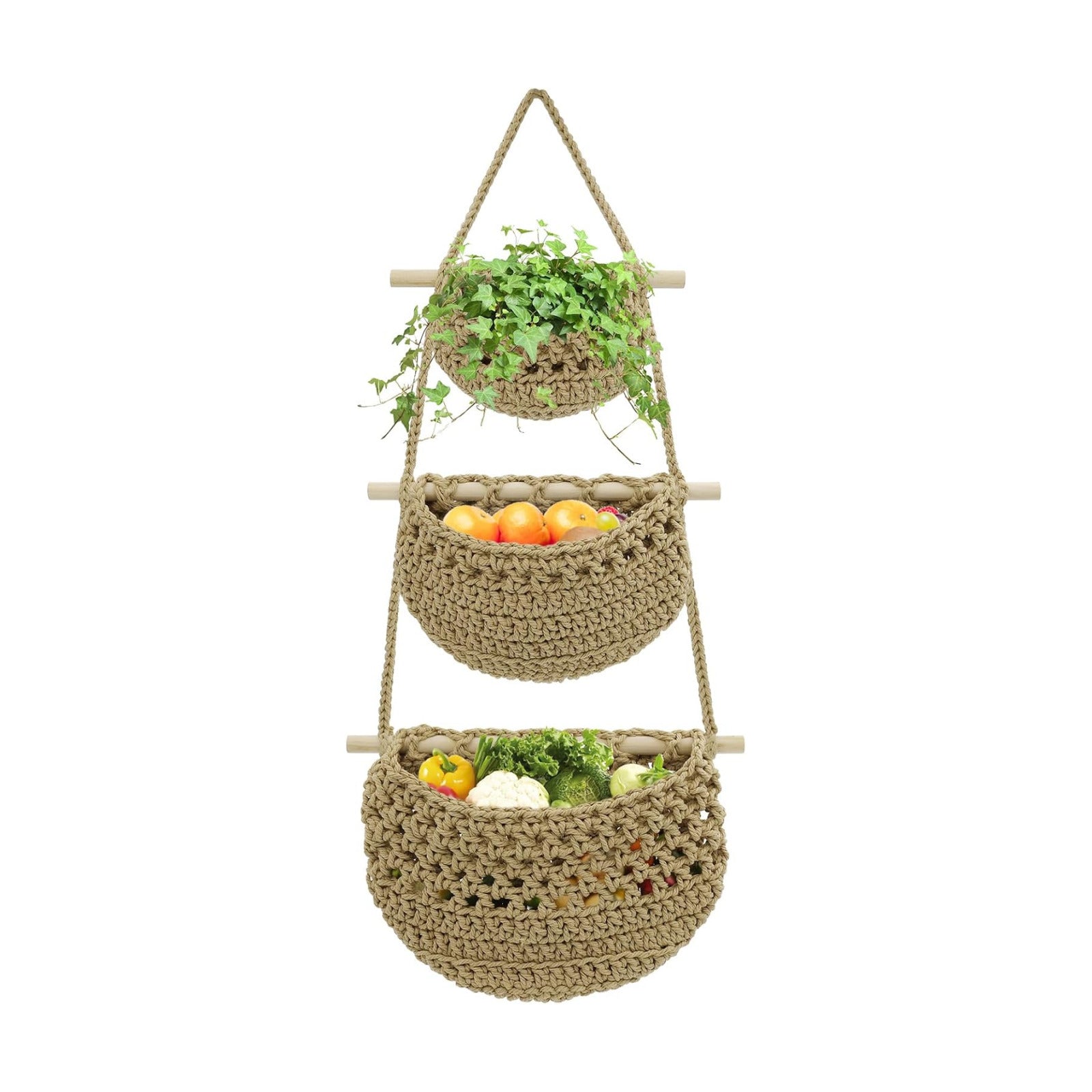 Boho Wall Baskets / Brown-cotton