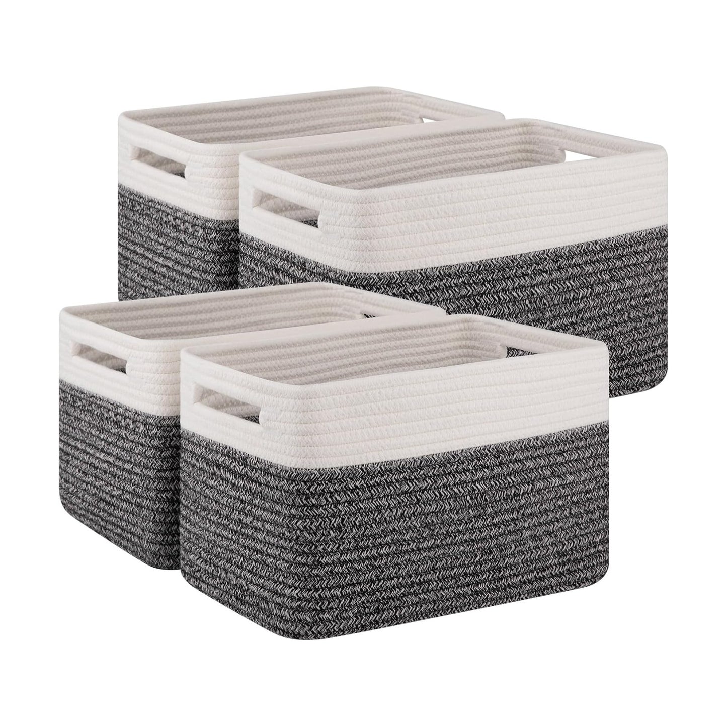 Woven Baskets / Books / Black & White / Small/12.7''lx9''wx7.8''h / Set of 4