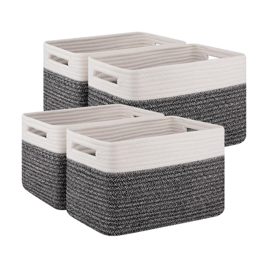 Woven Baskets / Books / Black & White / Small/12.7''lx9''wx7.8''h / Set of 4