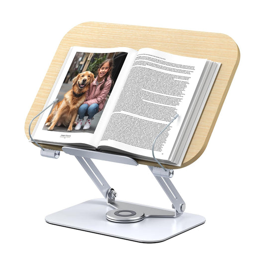 MOKURU Book Stand for Reading, 360° Adjustable Book Holder, Foldable Book Holder Stand, Cookbook Stand, Textbook Stand