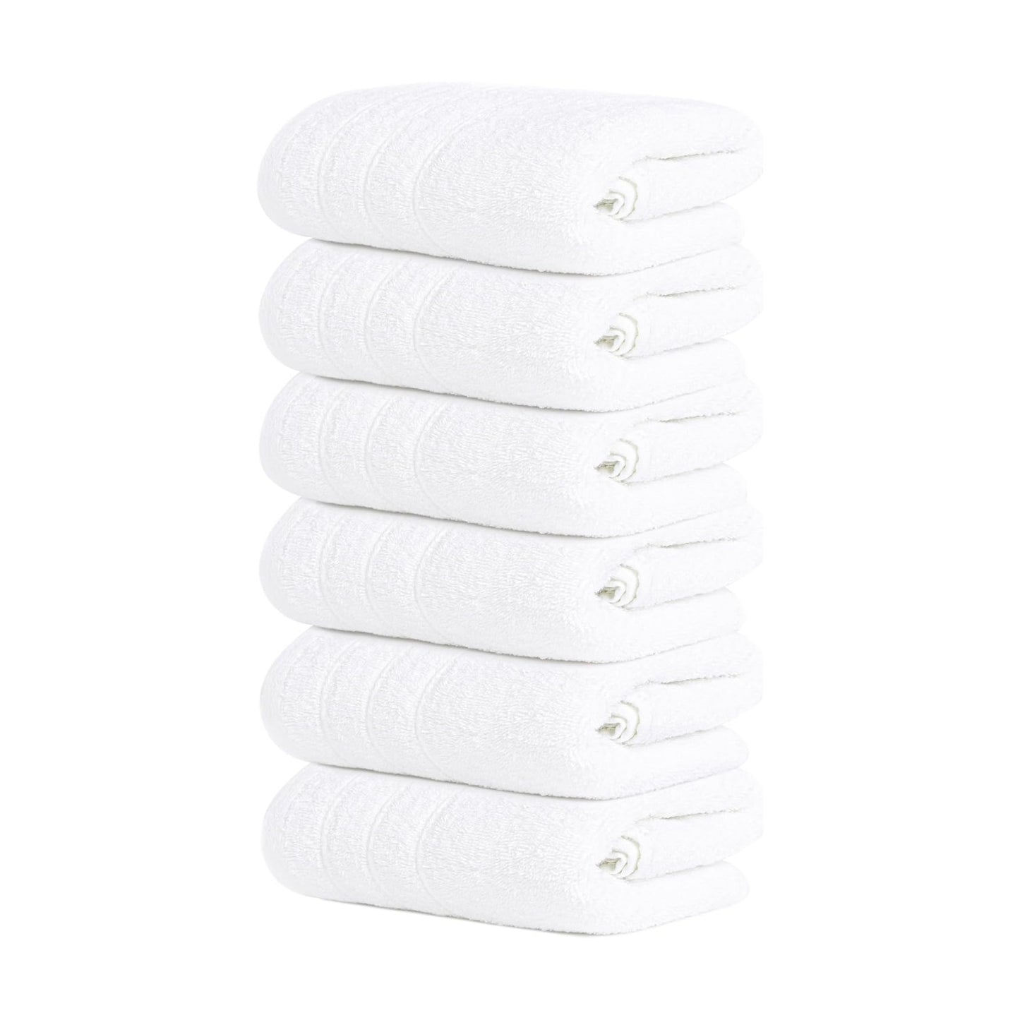 6 Piece Hand Towels Set 16 x 28 Inches, White | 100% Cotton, Lighter Weight, Quick to Dry, 16 x 28 Inches, Super Soft &