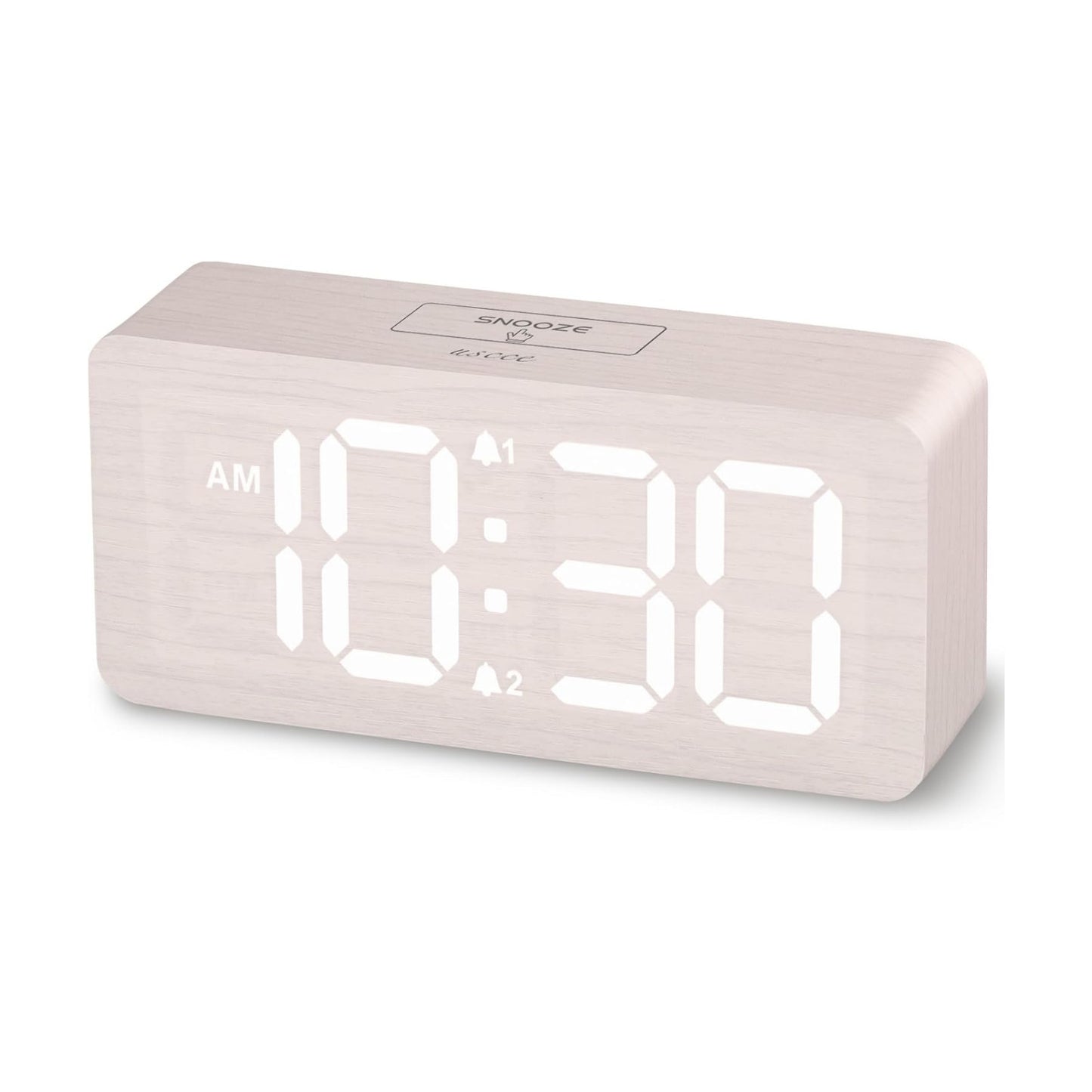 uscce Wooden Digital Alarm Clocks for Bedrooms with 0-100% Dimmable Display
