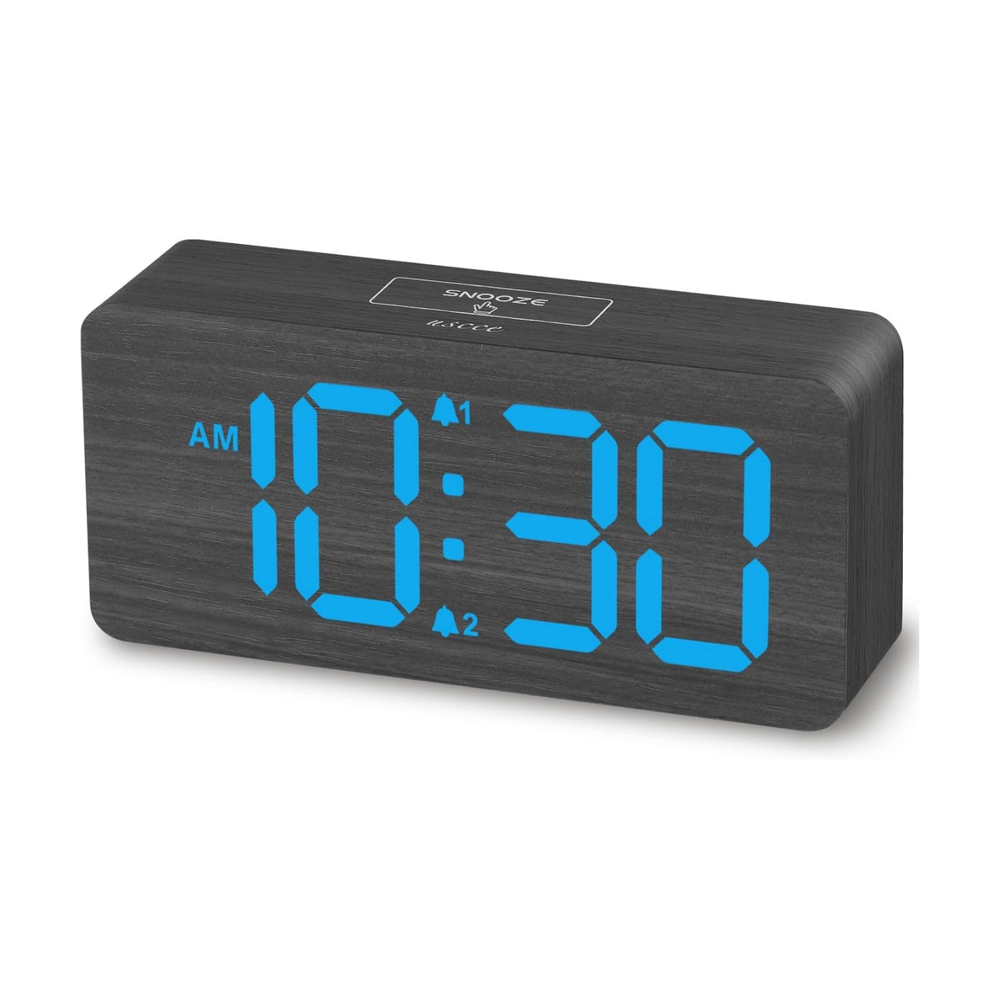 uscce Wooden Digital Alarm Clocks for Bedrooms with 0-100% Dimmable Display