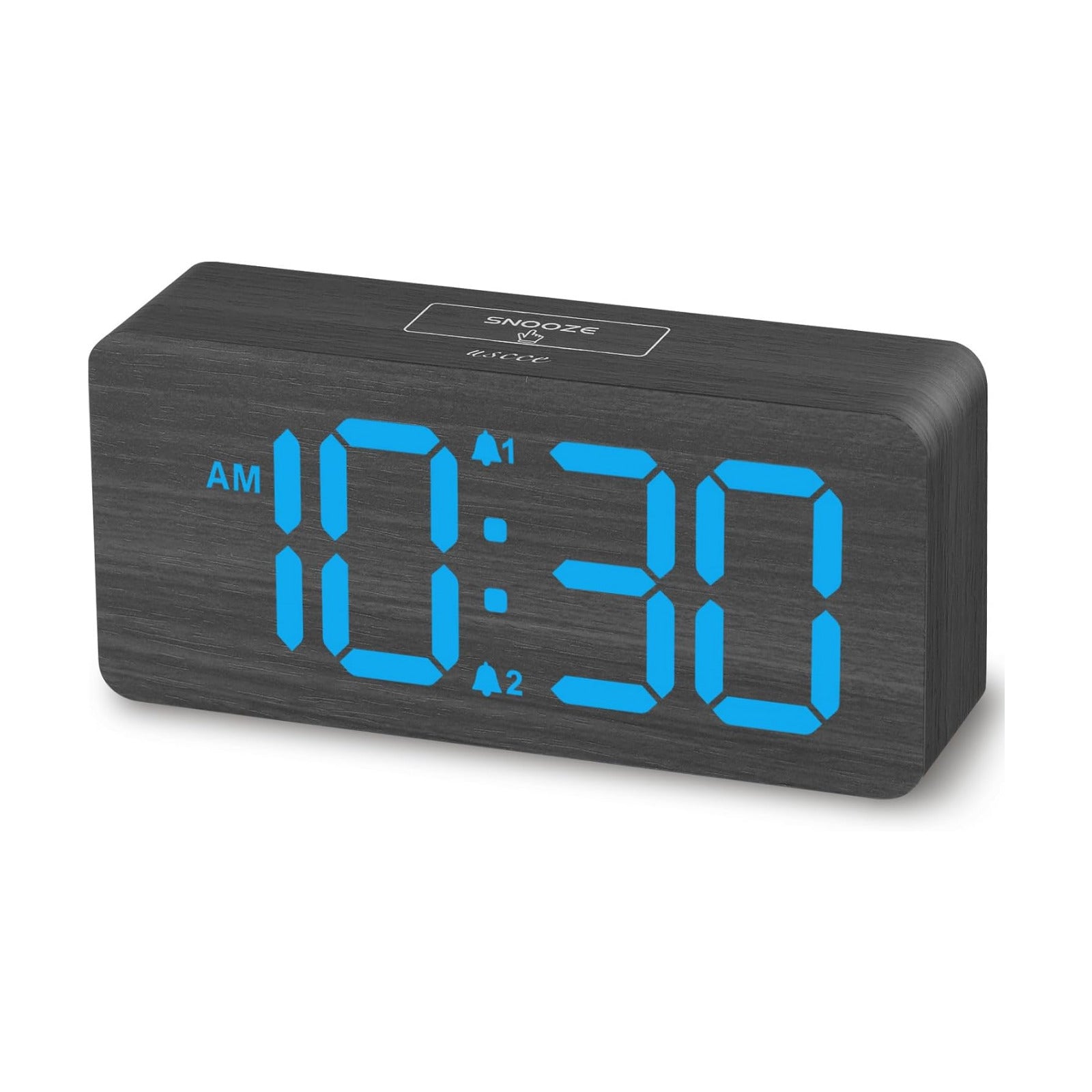 uscce Wooden Digital Alarm Clocks for Bedrooms with 0-100% Dimmable Display