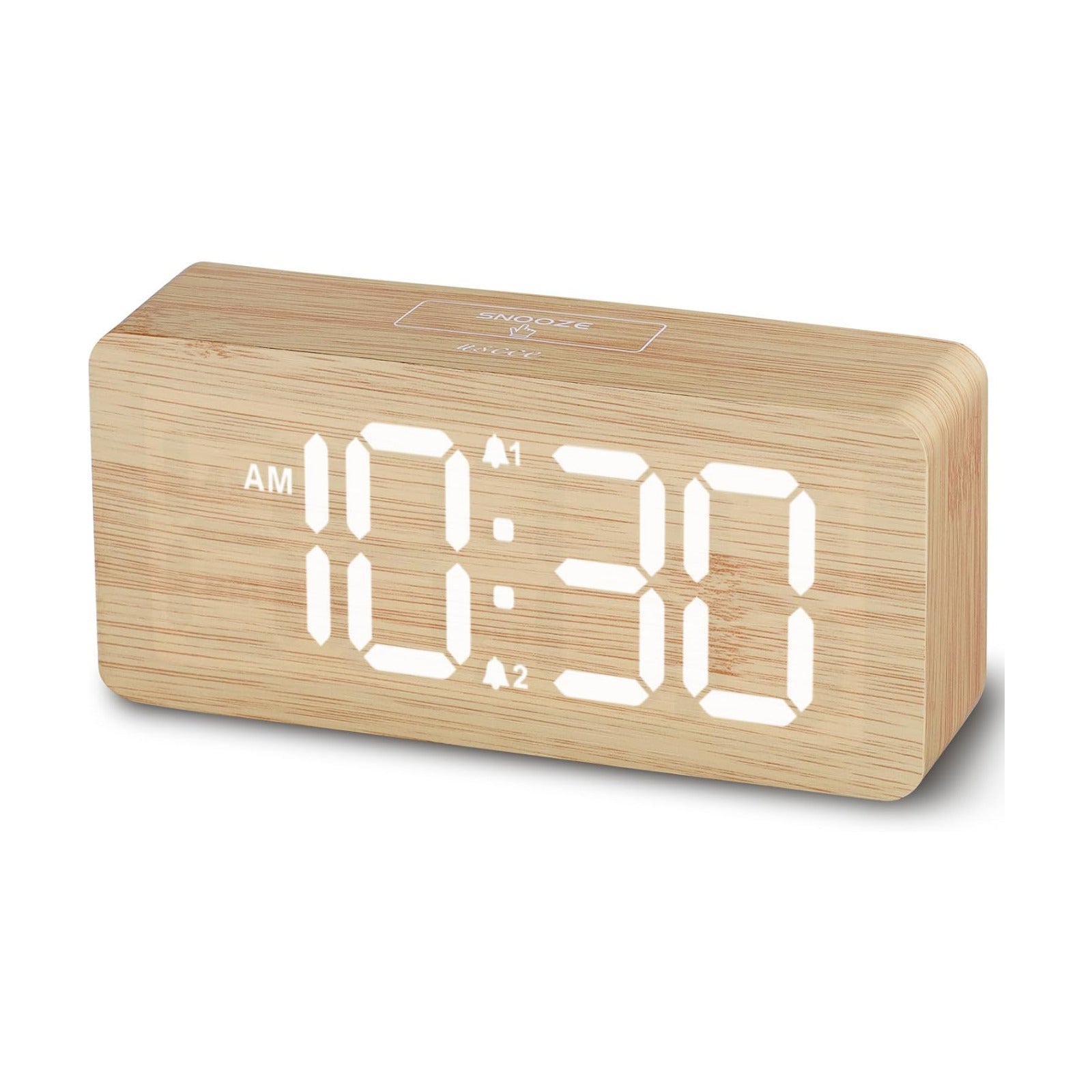 uscce Wooden Digital Alarm Clocks for Bedrooms with 0-100% Dimmable Display