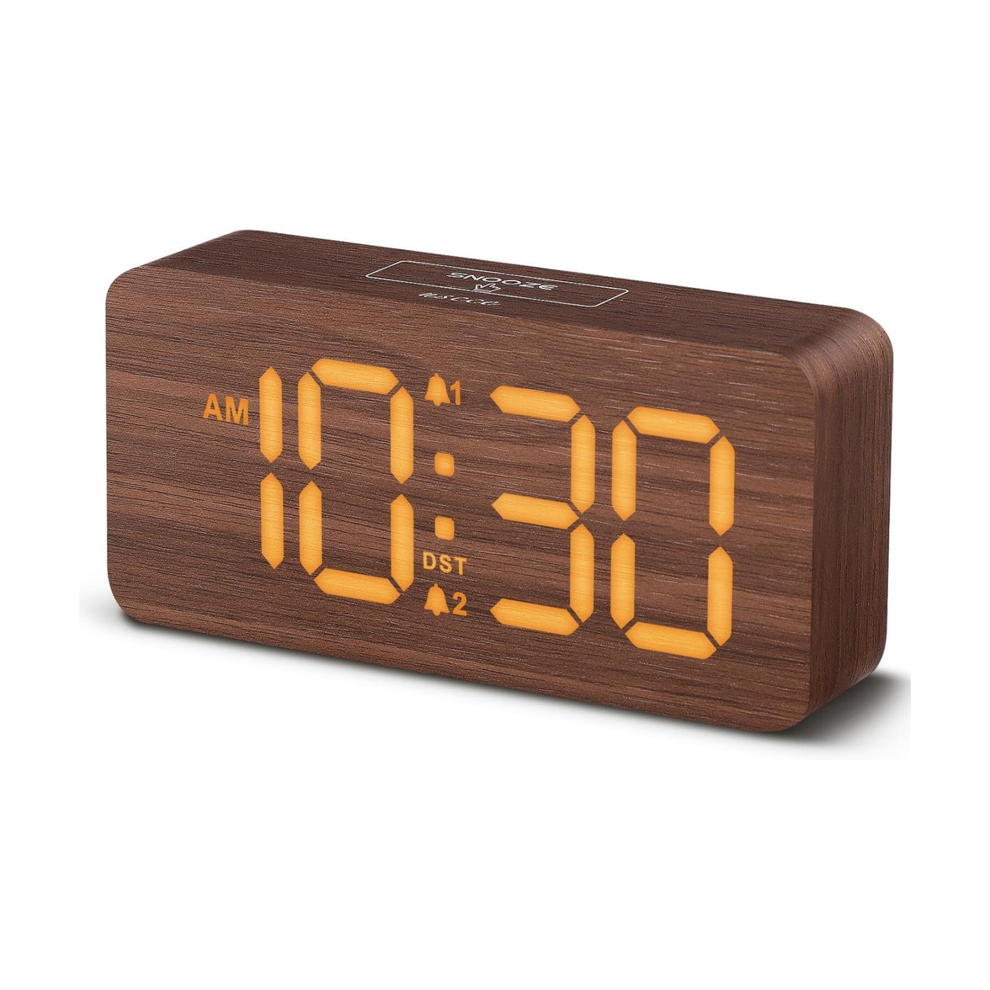 uscce Wooden Digital Alarm Clocks for Bedrooms with 0-100% Dimmable Display