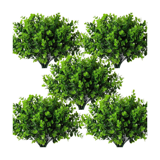 12 Bundles Artificial Bushes Greenery Plants Stems Faux Shrubs Boxwood Plants / Green / Set of 12
