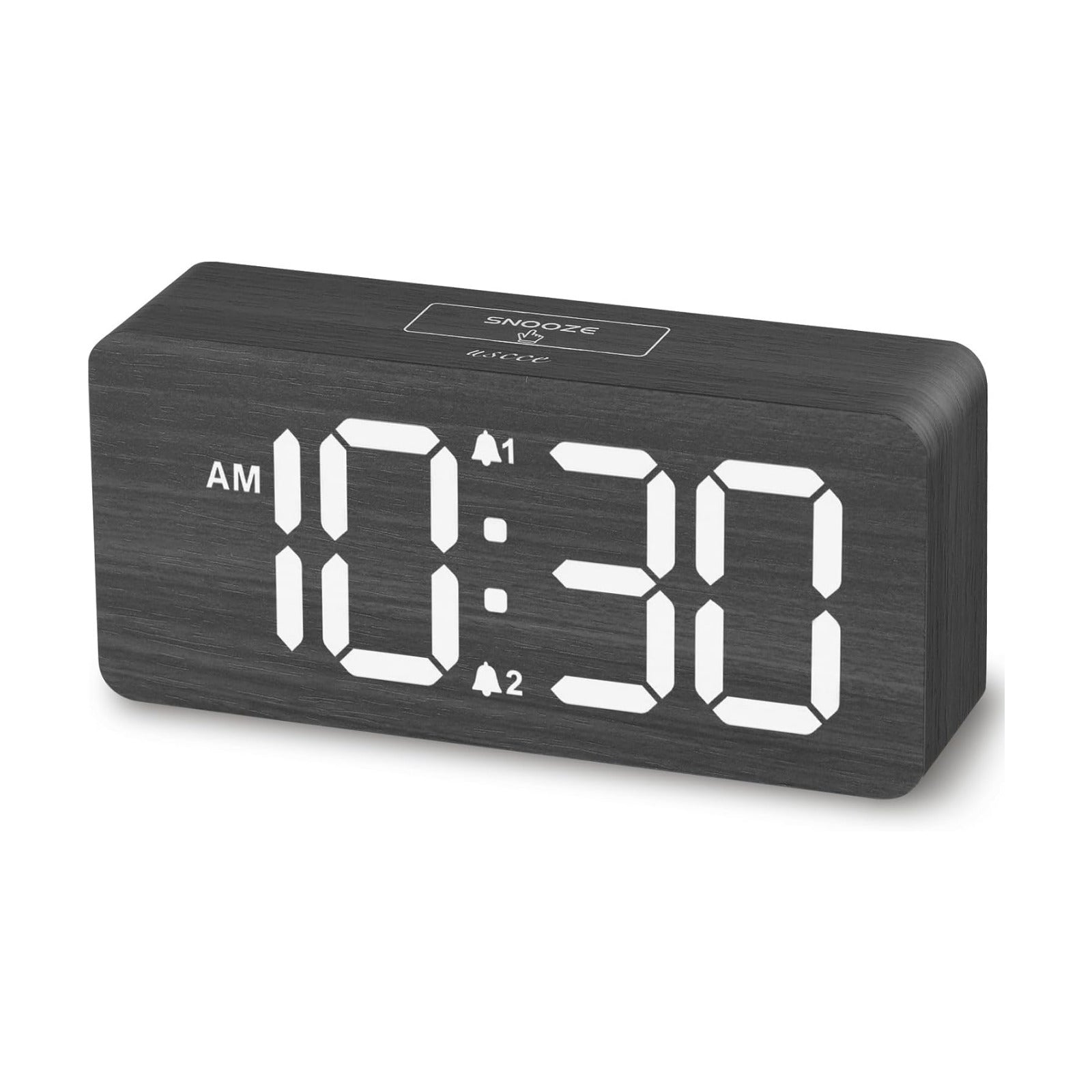 uscce Wooden Digital Alarm Clocks for Bedrooms with 0-100% Dimmable Display