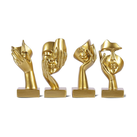 Abstract Thinker Figurine / Gold / Set of 4