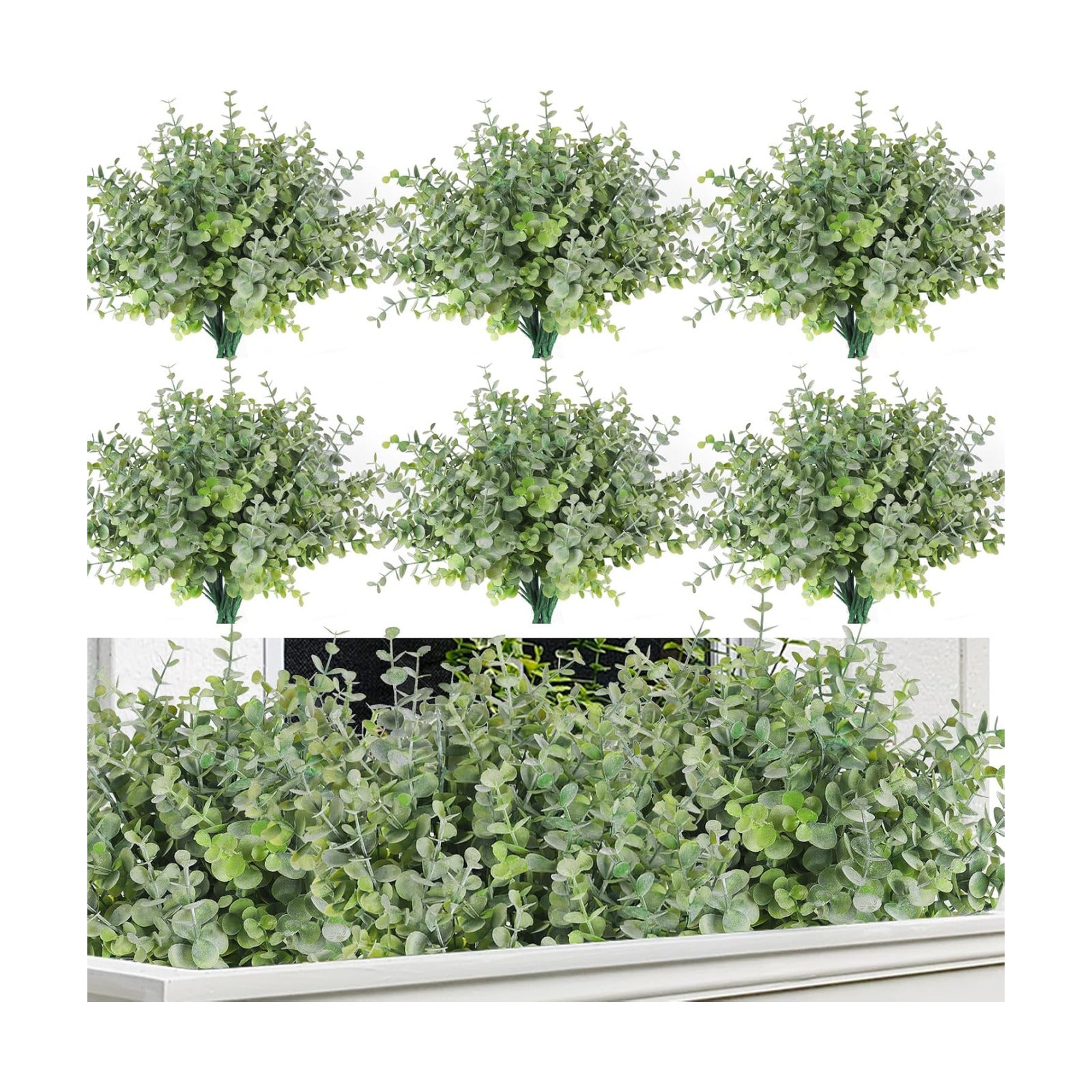 20 Bundles Faux Eucalyptus Stem Artificial Plant Faux Greenery / Dusty Green / Set of 20