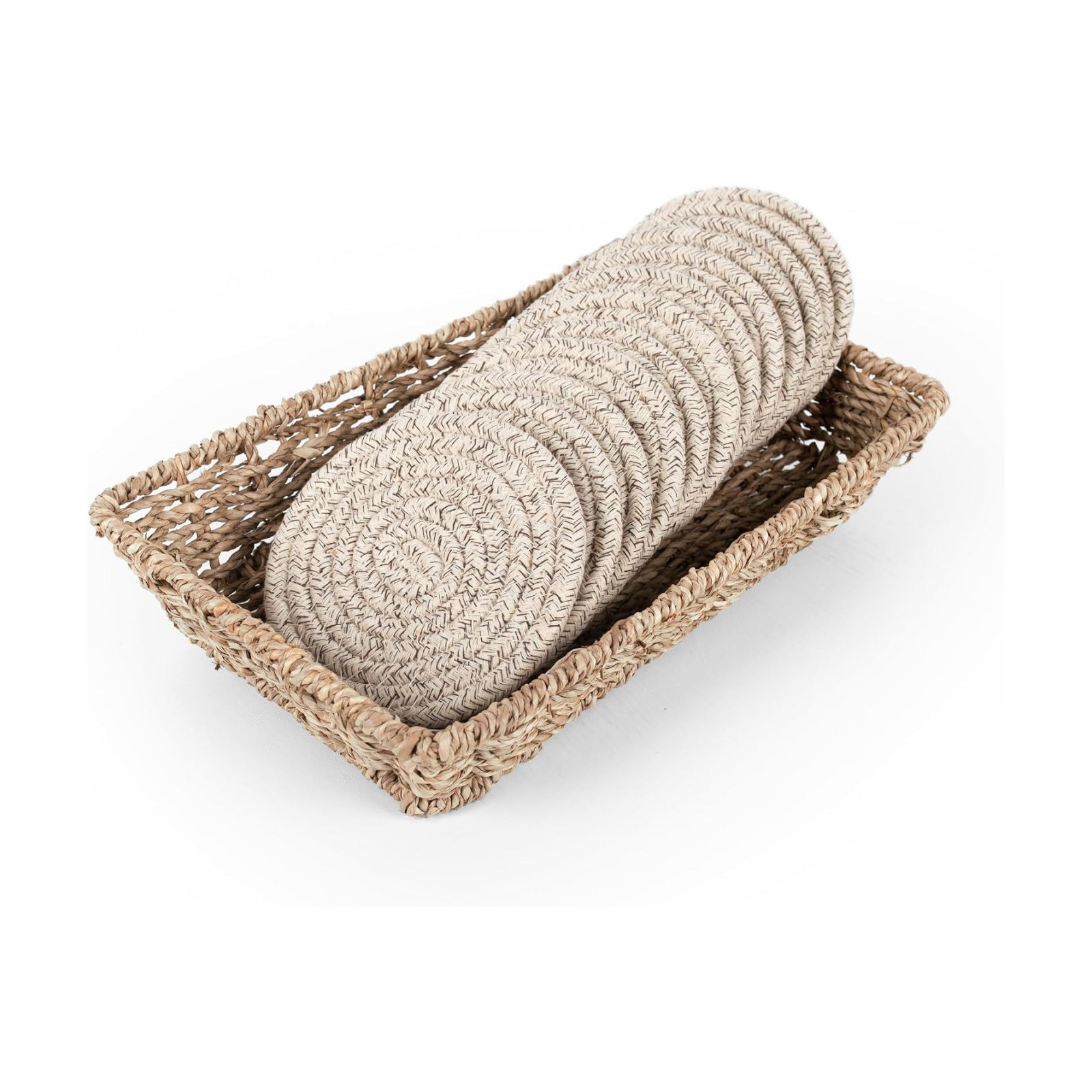 Basket / Cotton Woven Coasters for Drinks / Brown / Set of 12