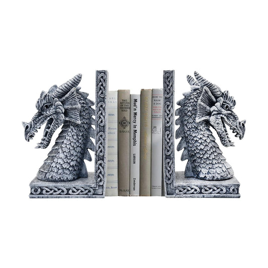Dragon Bookends / Heavy Book Ends Book Supports / Gray / 4.15 x 3.25 x 7 / Set of 2