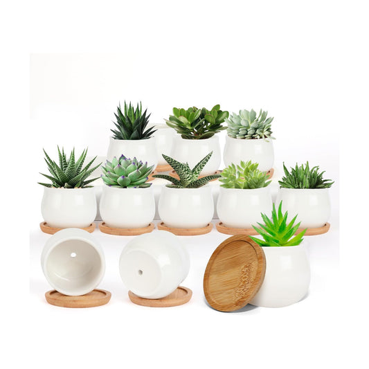 Ceramic Flower Planter Pot / White Mini / 2.5 Inch / Set of 12