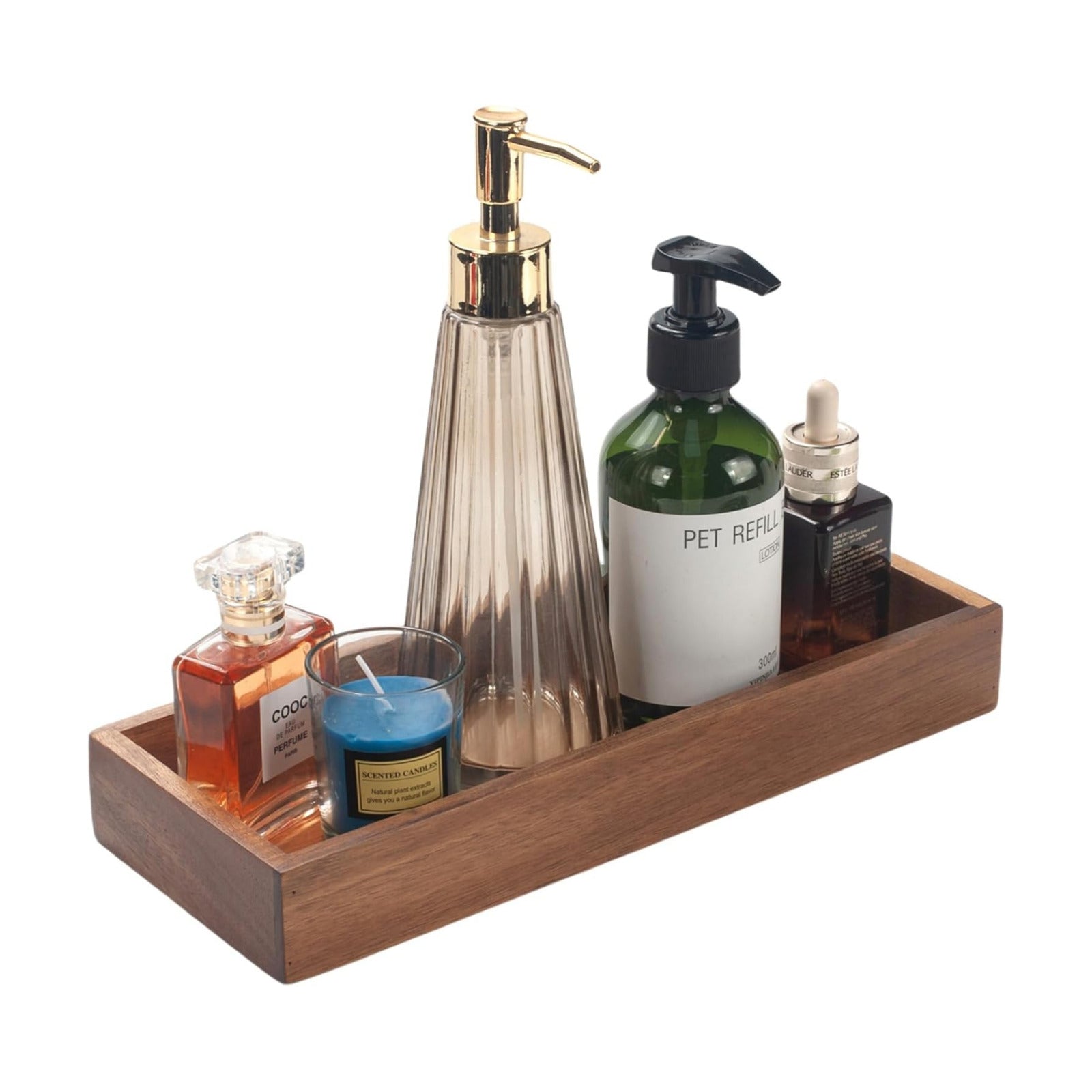 Acacia Wood Toilet Tank Tray for Organizing and Home Decor / 11.8 x 4.5 x 1.6