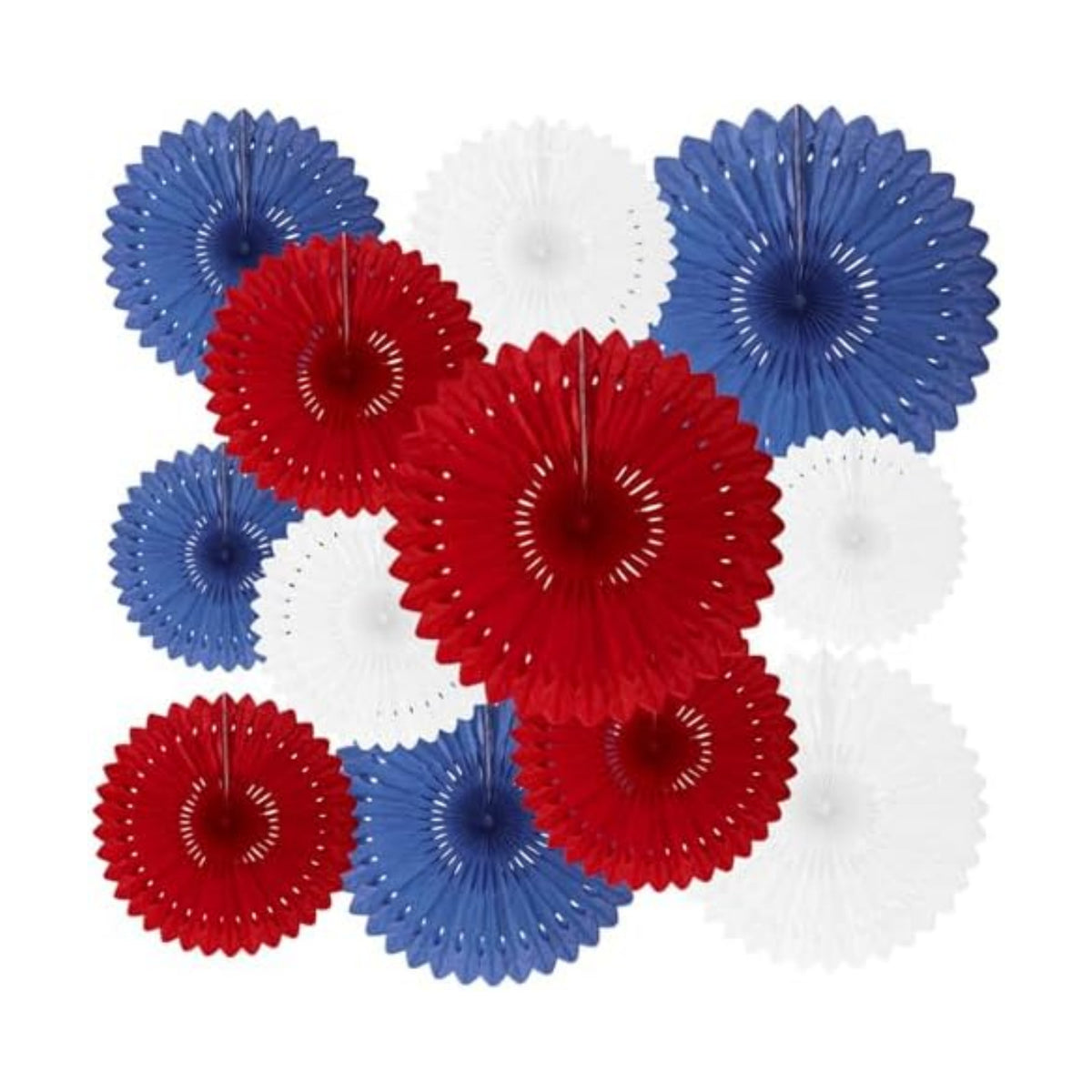 18 Pcs Red White Blue Hanging Paper Fan, Hanging Honeycomb Round Paper Fans for Weddings, Birthdays, Independence Day, Classroom, Events Ceiling Party Supplies Decorations