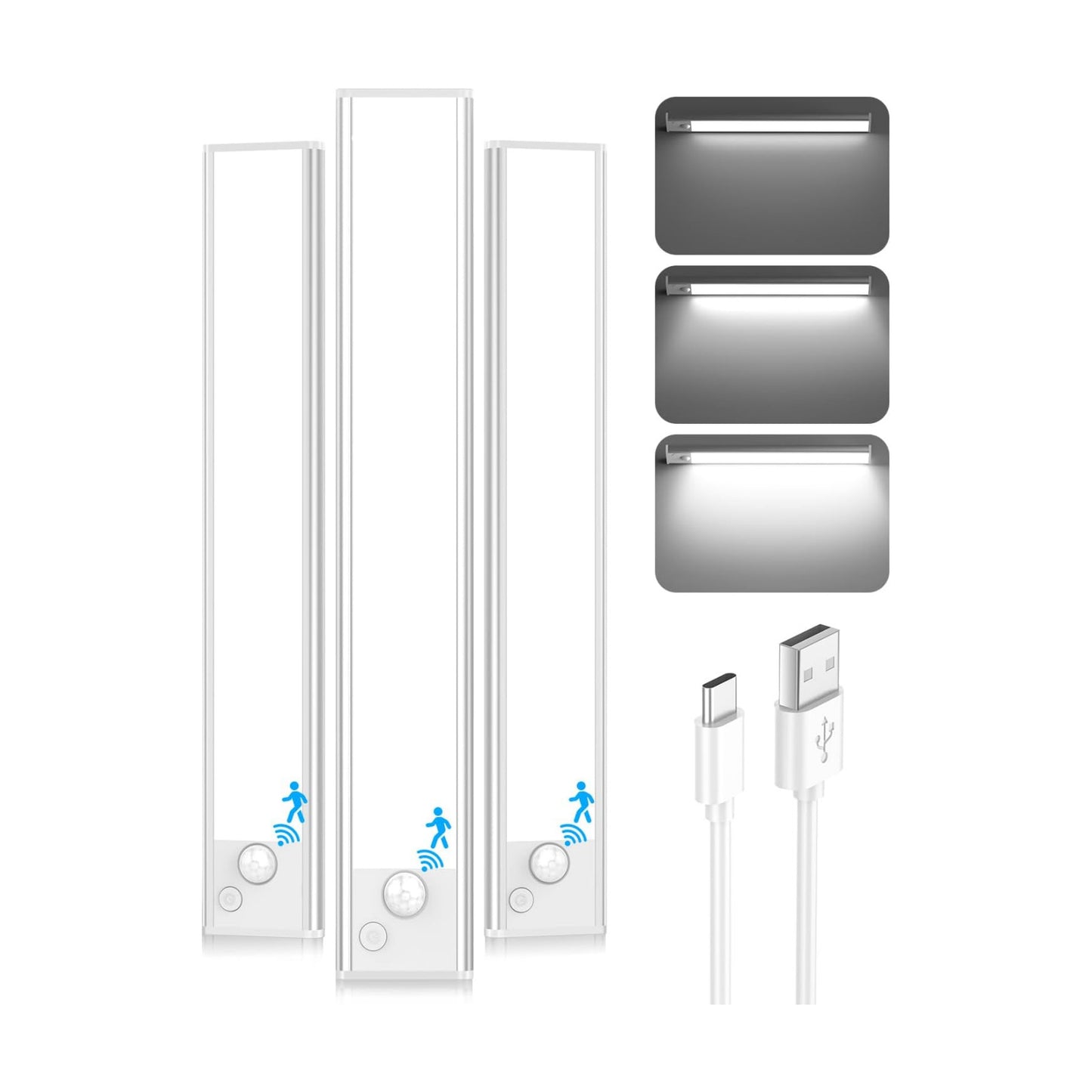 12'' Under Cabinet Lights, 2500mAh LED Battery Operated Rechargeable Motion Sensor Lights Indoor, Magnetic Dimmable